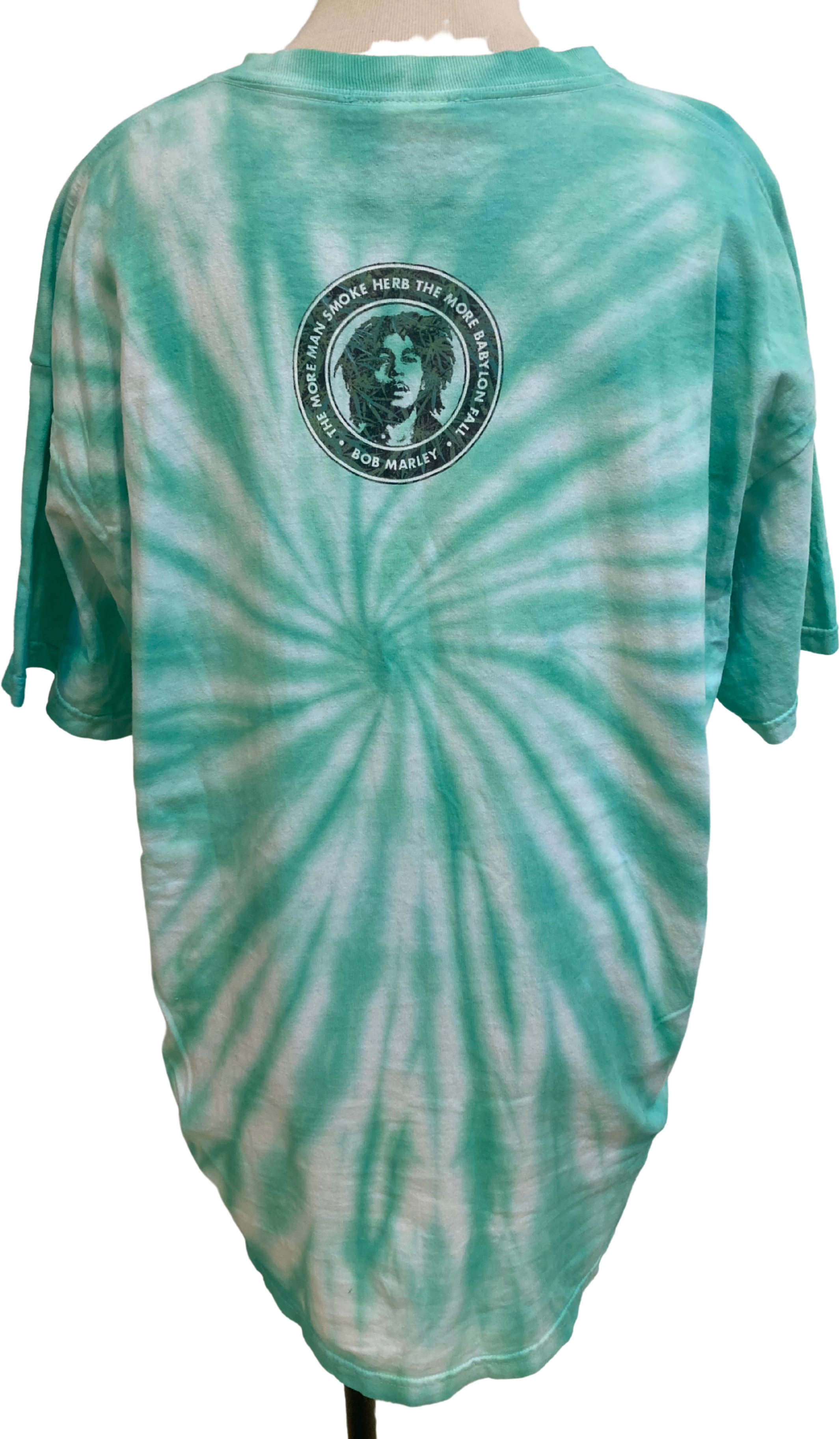 Vintage 00’s Green Hand-Dyed Bob Marley Crewneck T-Shirt by Zion Rootswear  | Shop THRILLING