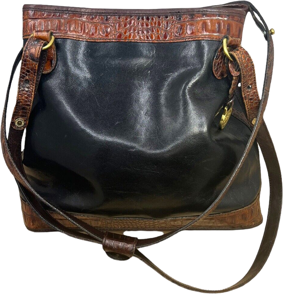 Brahmin Vintage Black/ Brown Leather Handbag Purse