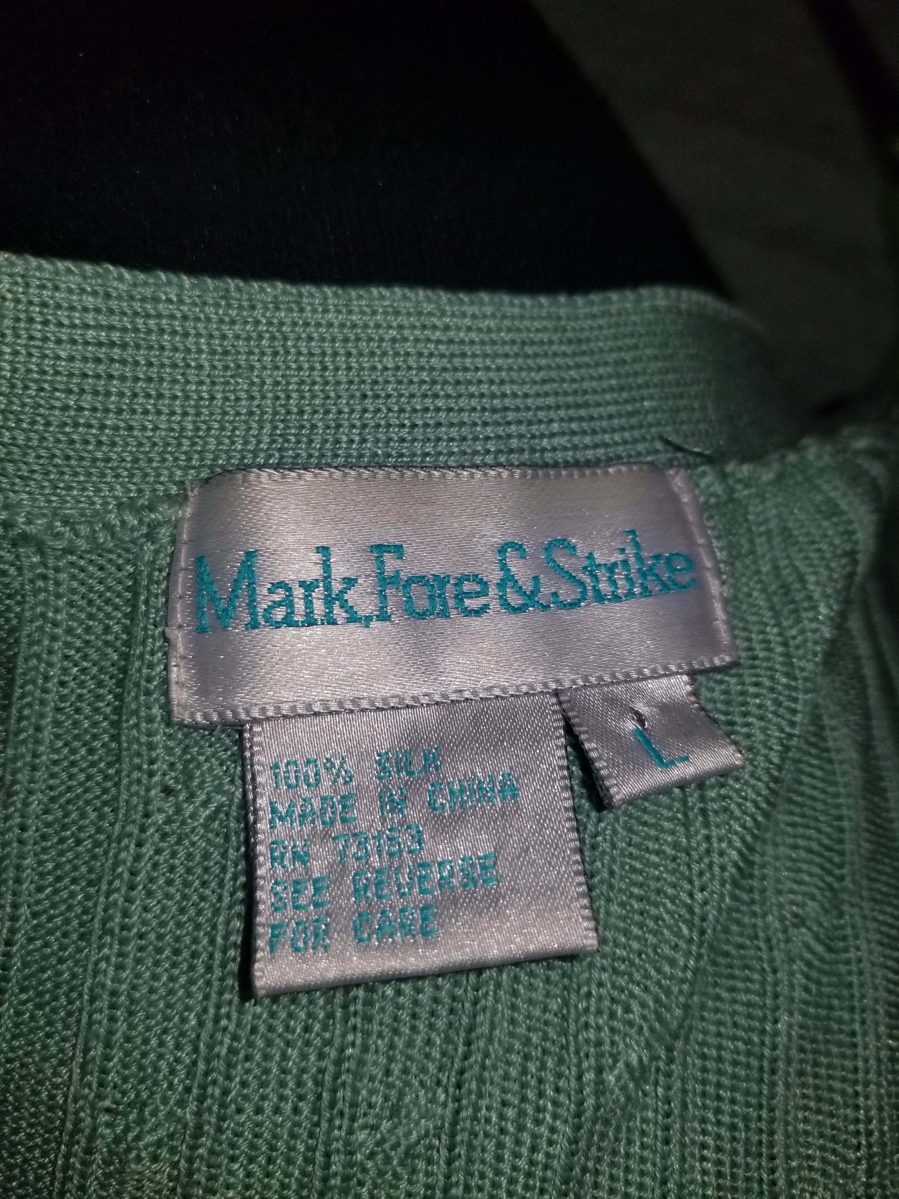 Vintage Silk Sage Green Shirt and Cardigan Set by Mark, Fore, And