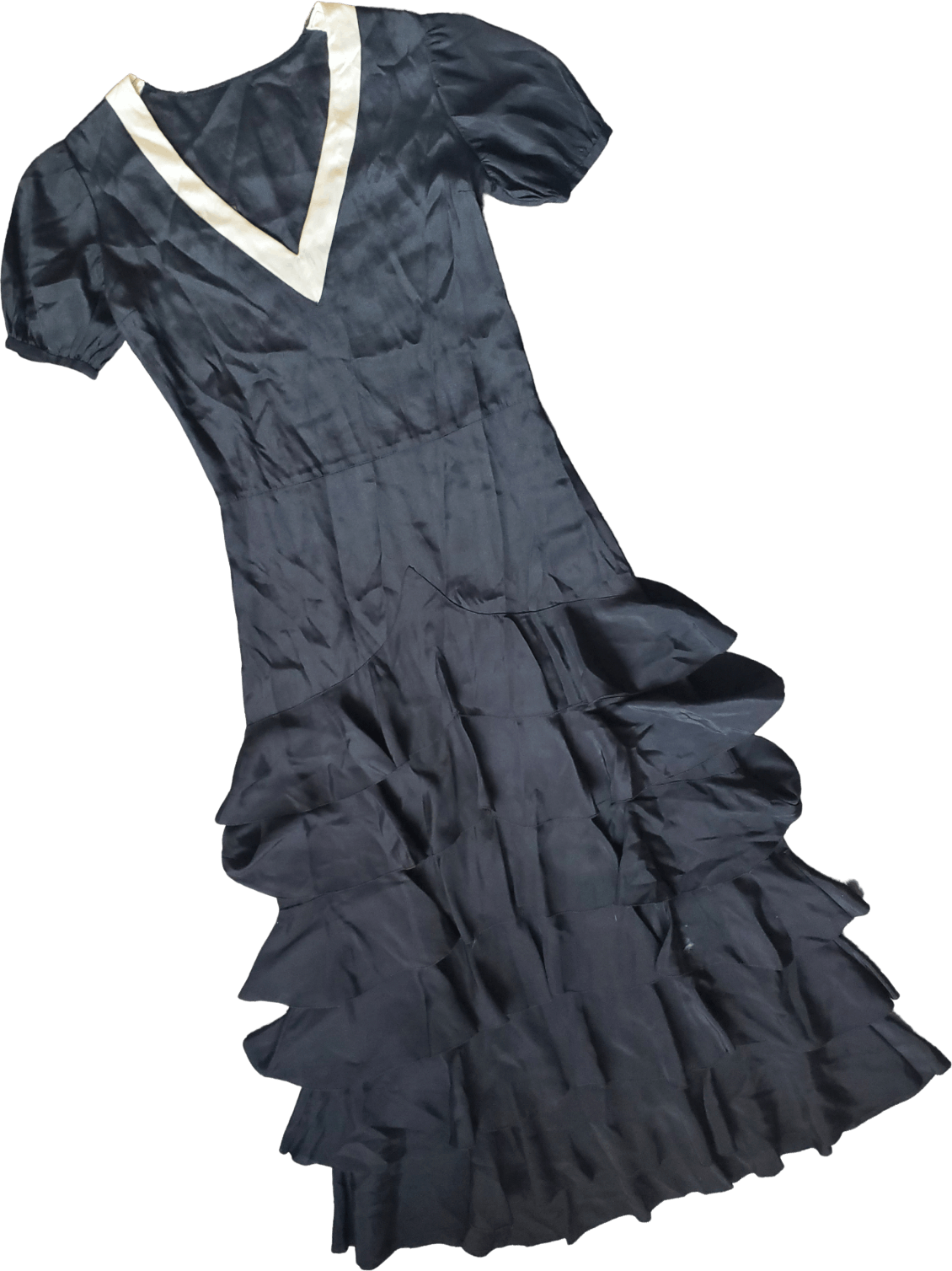 Vintage 20's Black and White Ruffled Silk Dress | Shop THRILLING