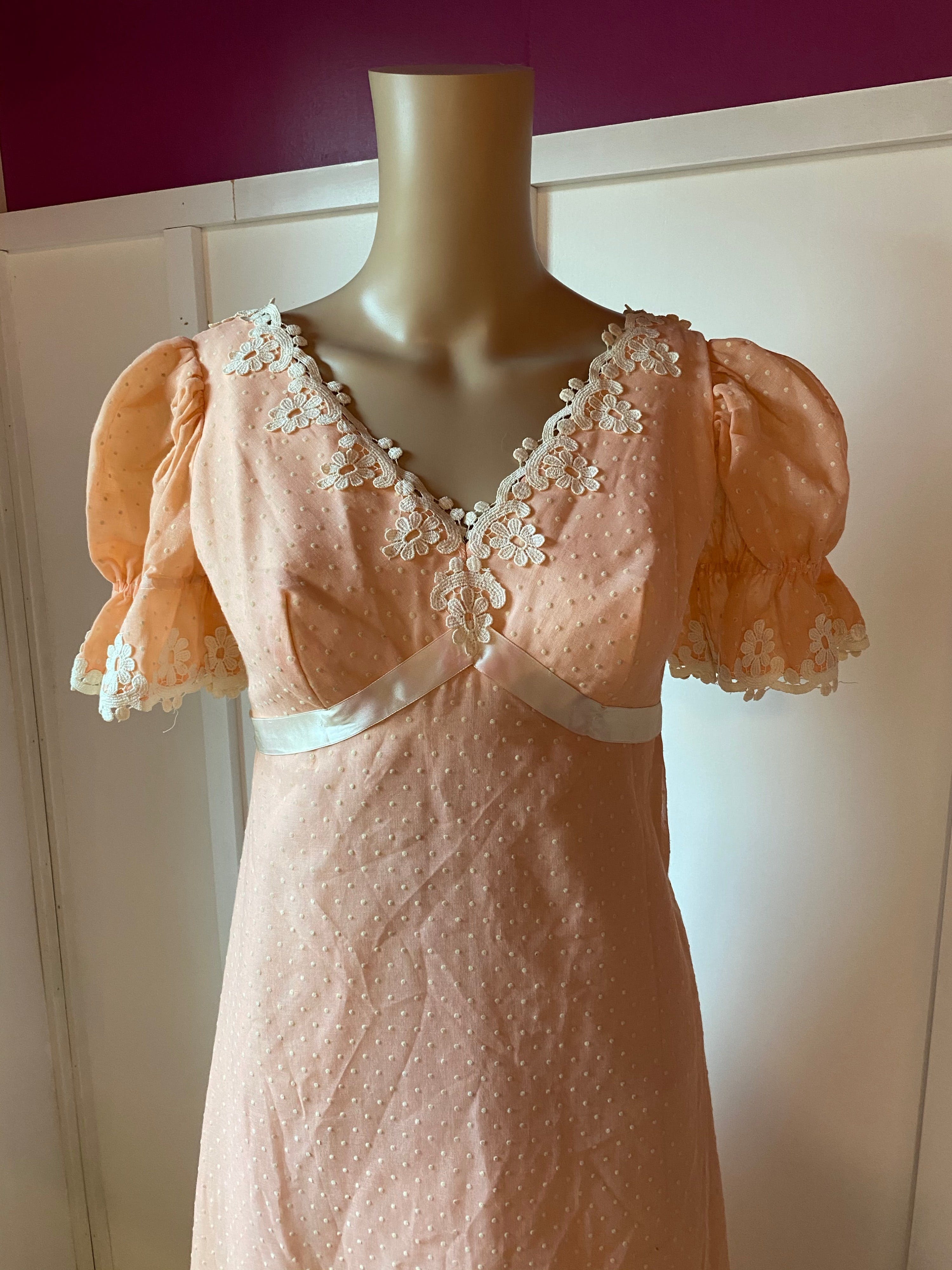 60’s Peach Orange Maxi Dress