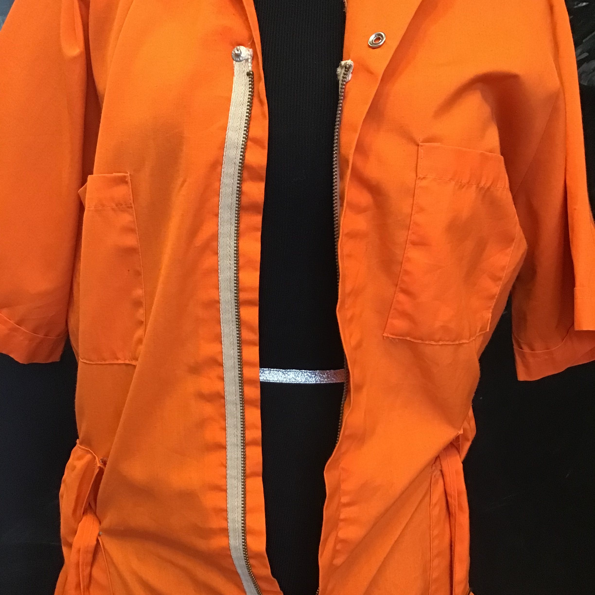 Orange Vintage Washed Cargo Jumpsuit