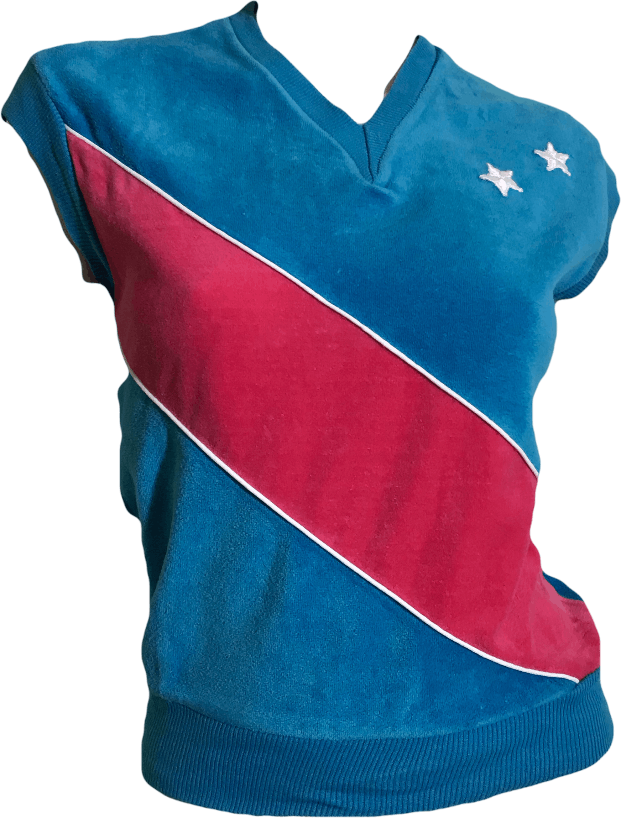 Vintage 80's Pink and Blue Velour Shirt with Stars Shop THRILLING