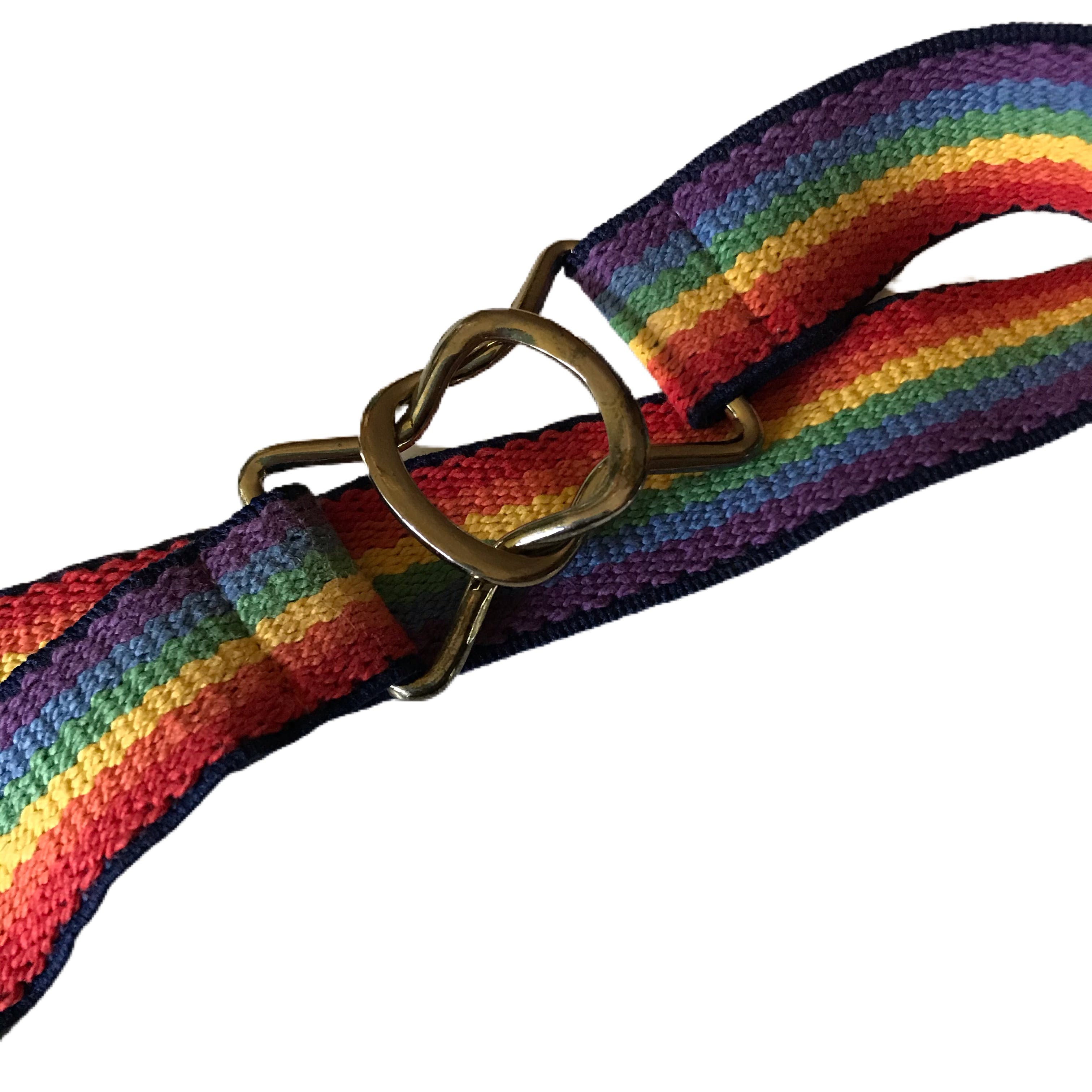 Vintage Rainbow Stretch Belt with Gold Metal Buckle Rainbow Elastic Fabric Belt With Silver Metal Buckle - Etsy main image 4