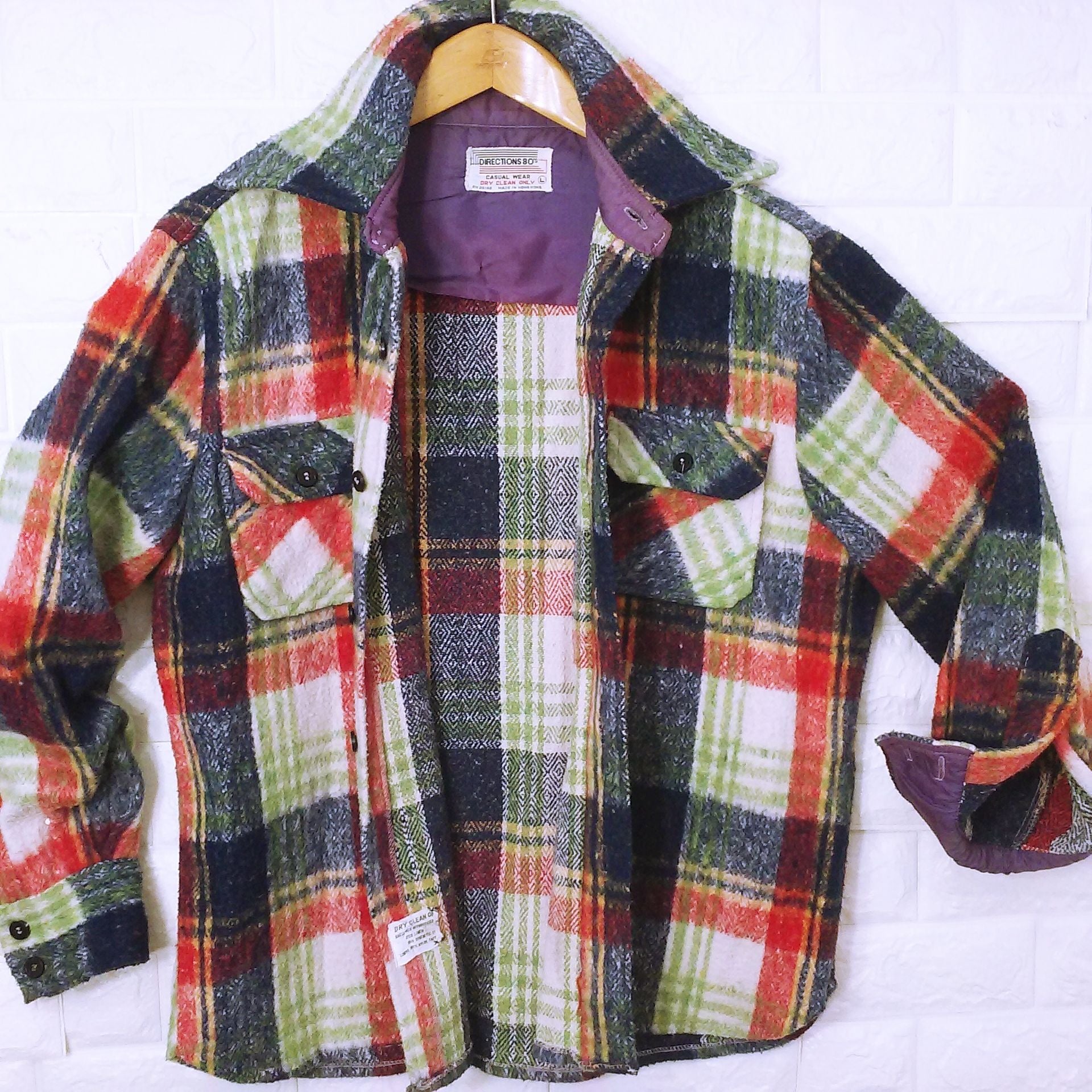 Vintage 70s Directions 80s Plaid Shacket Over Shirt Jacket Men's