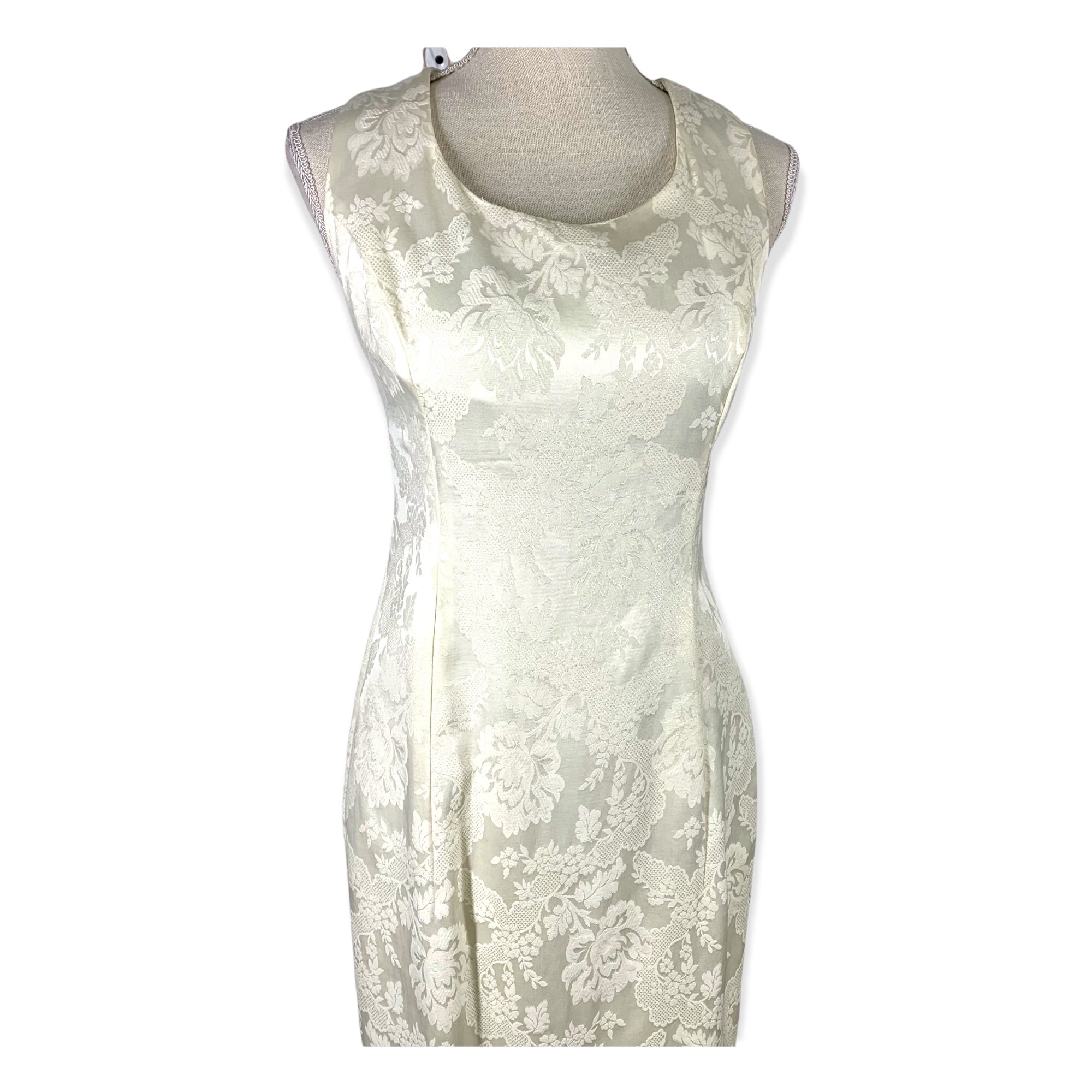Vintage 90s Bridal Brocade Crochet Dress Medium by Jessica McClintock