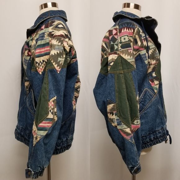 Vintage 90s 00s Izzi Denim Jean Bomber Jacket Lg by IZZI | Shop THRILLING