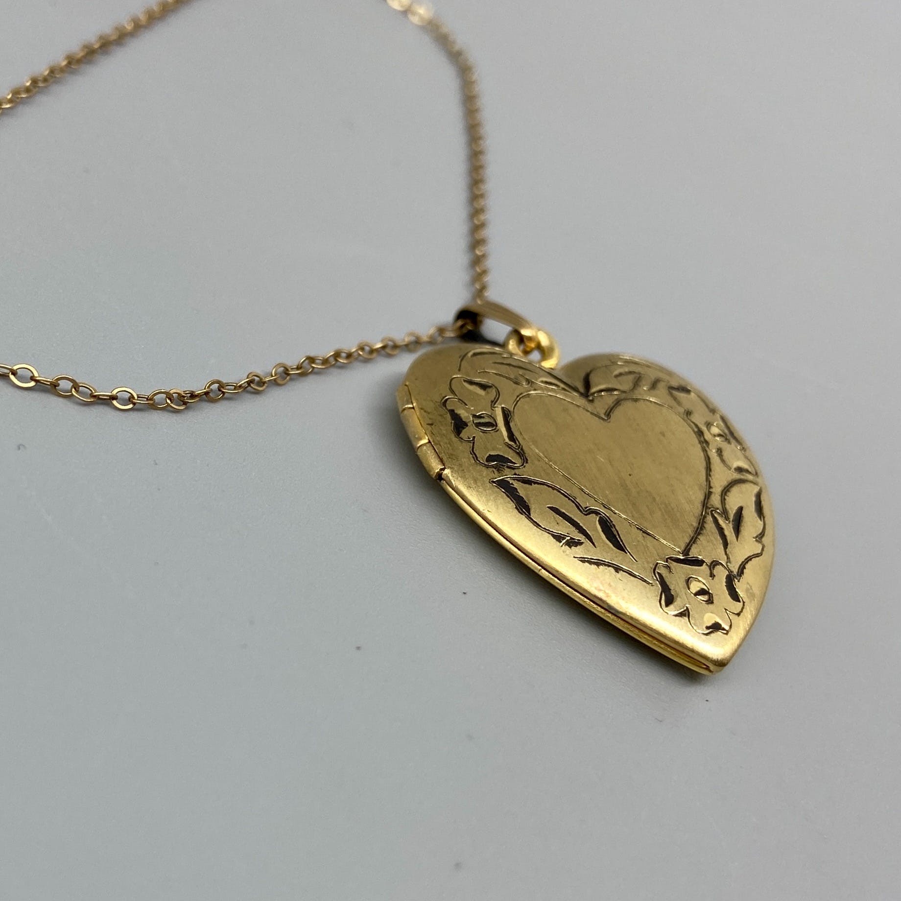 Gold Heart Locket 24K Necklace Romantic Valentine's Jewelry Gift