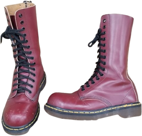 Vintage Mie 1940 14 Eye Cherry Red Oxblood Steel Toe Leather Boots