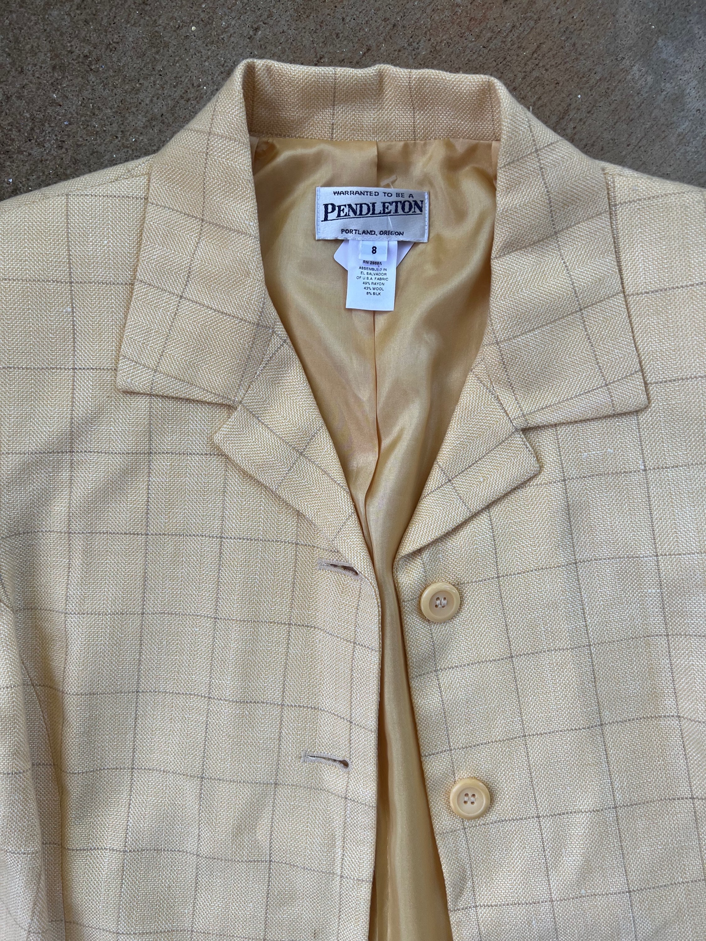 Yellow Plaid Blazer Jacket