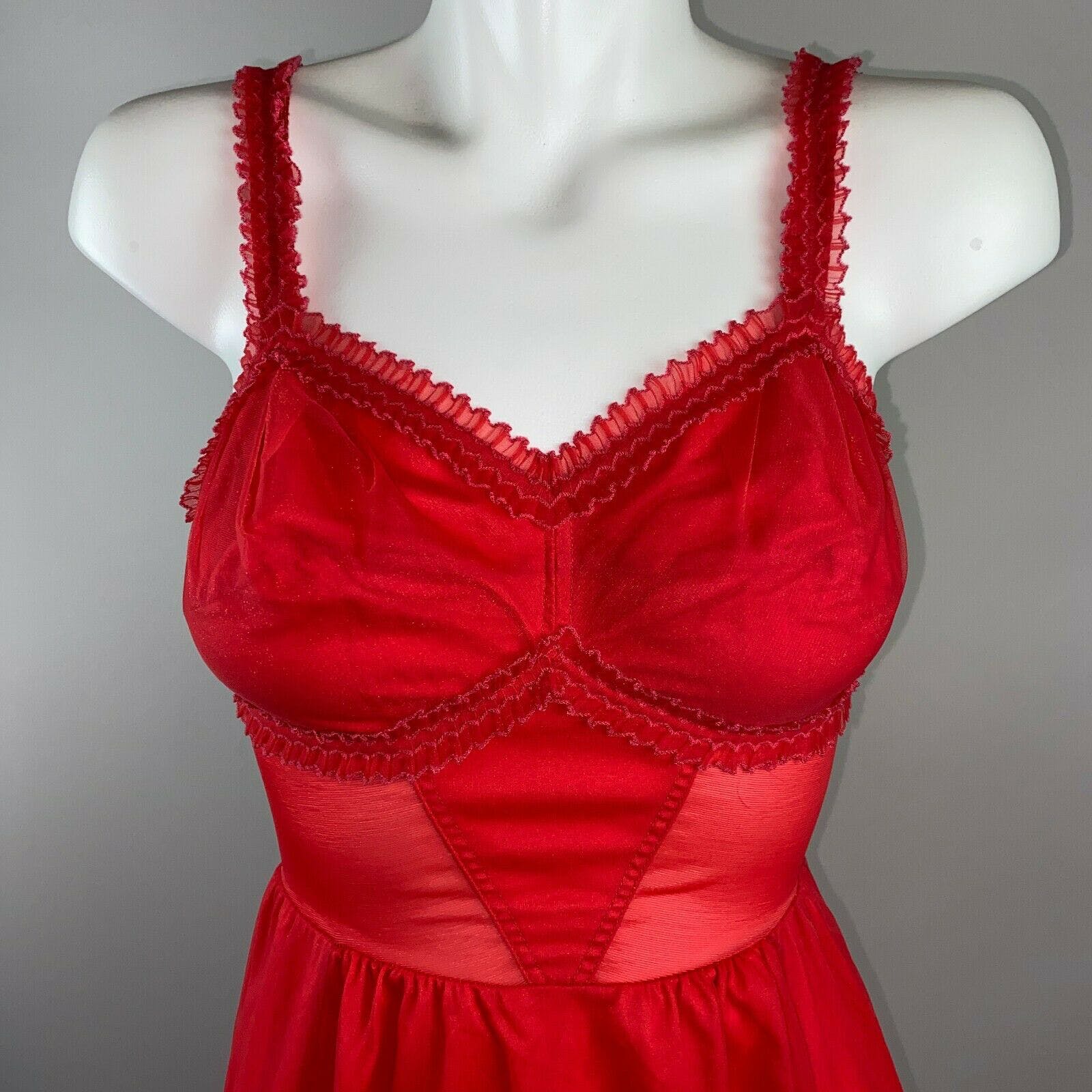 Vintage 50's/60's Cherry Red Nylon Lingerie Slip Dress by Charmode ...