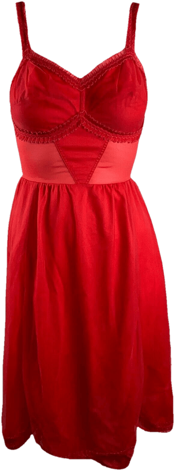 Vintage 50's/60's Cherry Red Nylon Lingerie Slip Dress by Charmode ...ワンピース