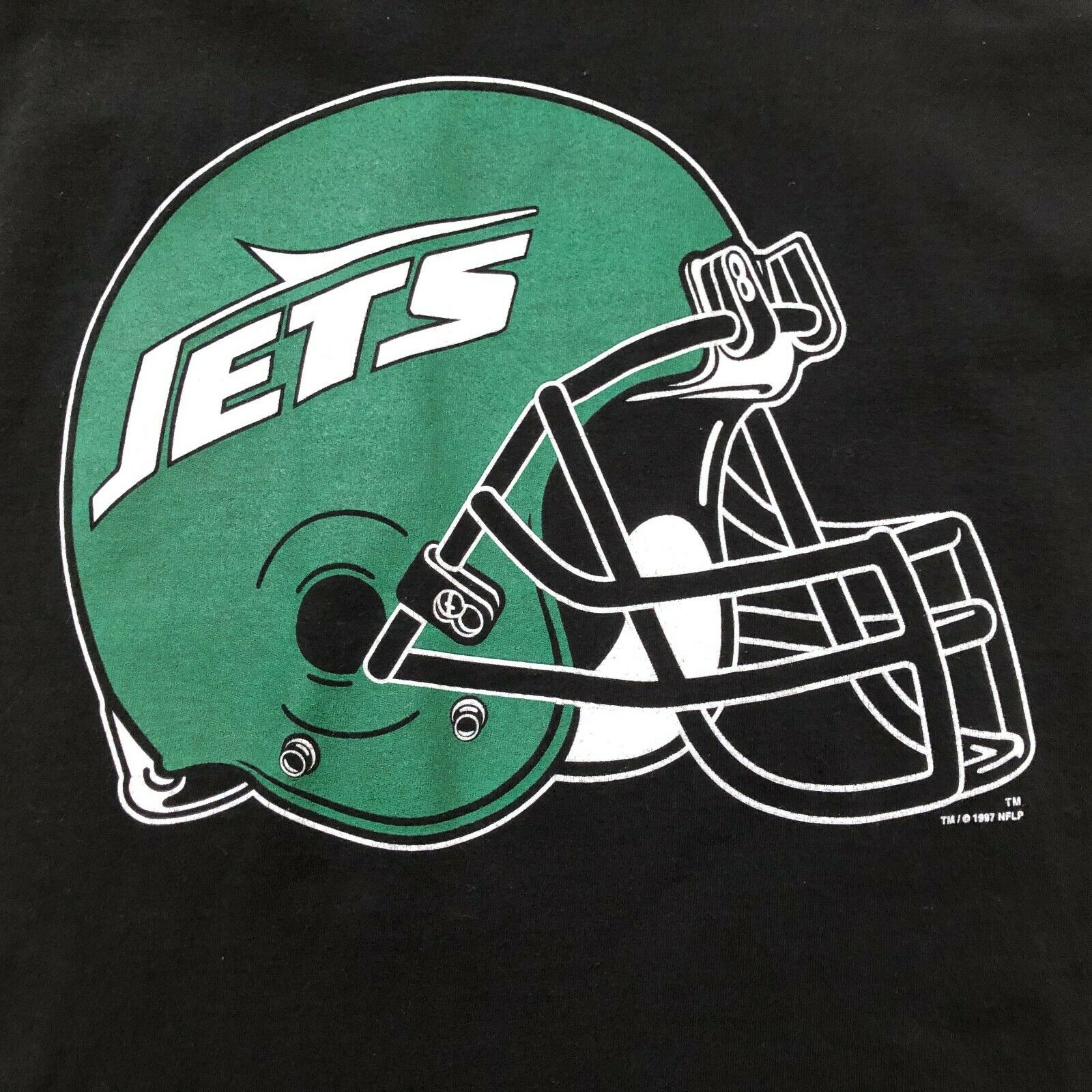 New York Jets Helmet Retro T-Shirt from Homage. | Officially Licensed Vintage NFL Apparel from Homage Pro Shop.