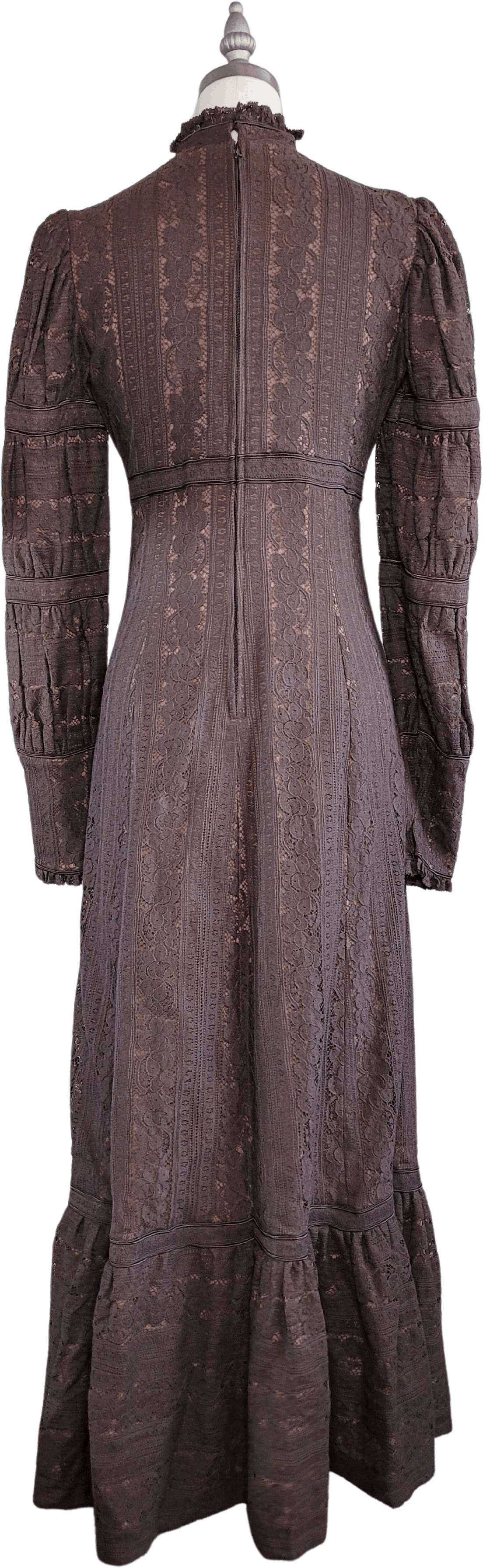 Vintage 60's/70's Brown Lace Regency Renaissance Victorian Edwardian Prarie  We