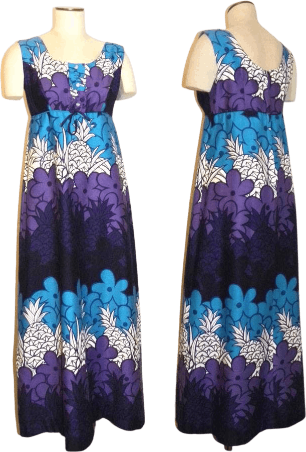 Vintage 60s/70s Pinapple Print Hawaiian Empire Waist Maxi Dress By Sears Hawai | Shop THRILLING Vintage 60s/70s Pinapple Print Hawaiian Empire Waist Maxi Dress By Sears Hawai | Shop THRILLING