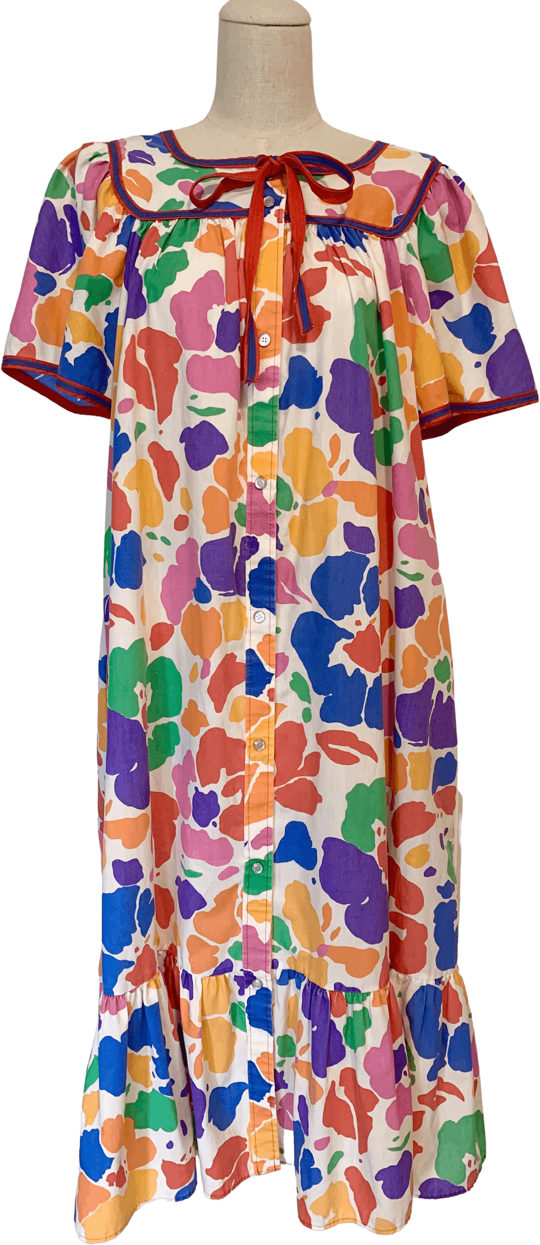 Vintage 60 s 70 s Multicolor Floral Button Up House Dress by Models Coat Shop THRILLING