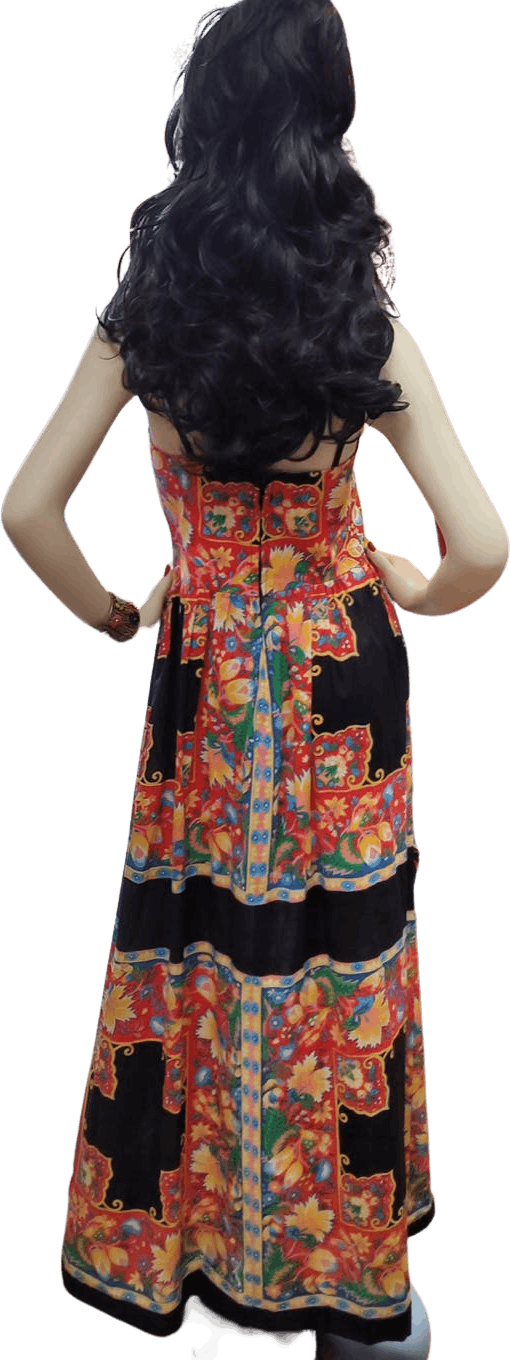 60s/70s Vintage Colorful Spaghetti Strap Maxi Dress By Hear Say
