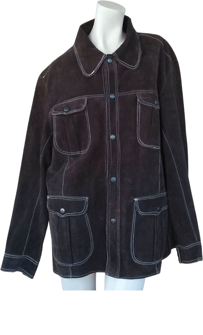 Vintage Brown Faux Suede Multi Pocket Jacket
