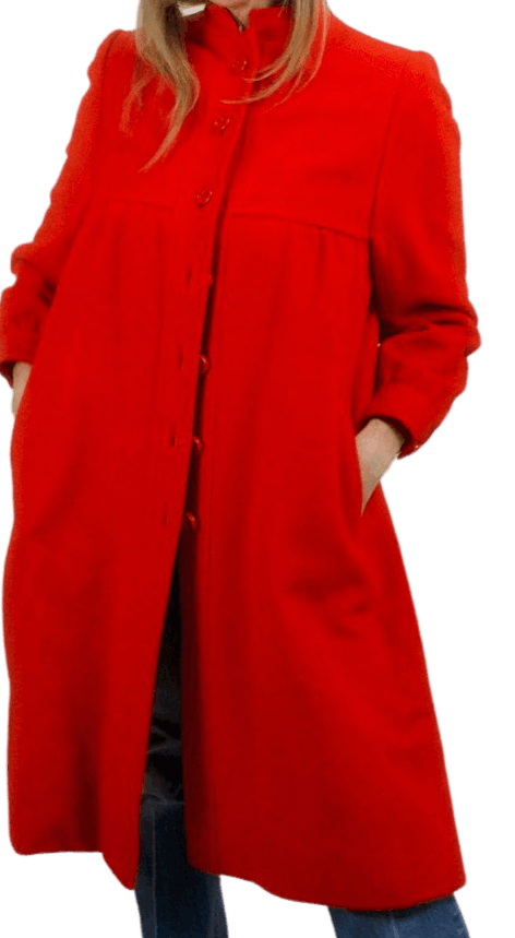 Vintage 60 s Cherry Red Cashmere Babydoll Coat Shop THRILLING