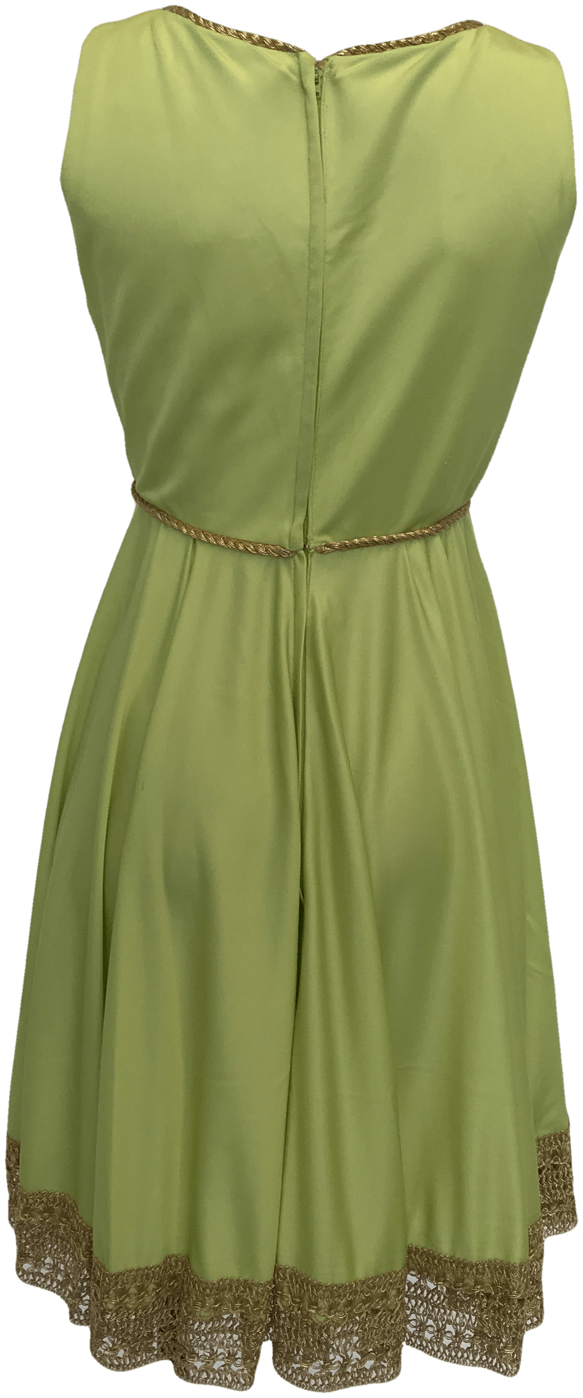Vintage 60's Lime Green Empire Waist Dress with Gold Trim Shop THRILLING
