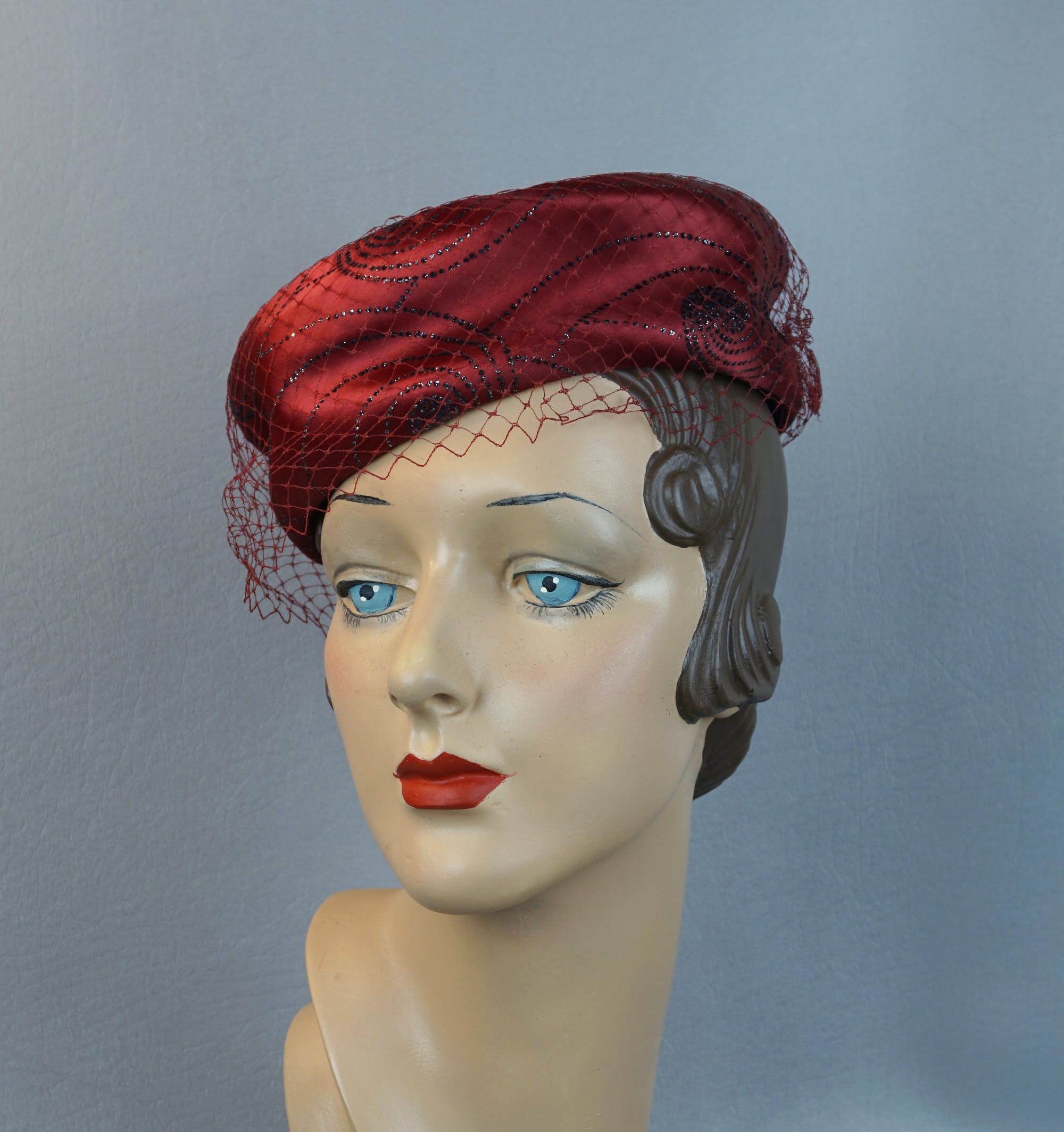 A stunning Hat sets the theme! Pill box Ruby red hat! ROME - Red Felt Pillbox Hat main image 2