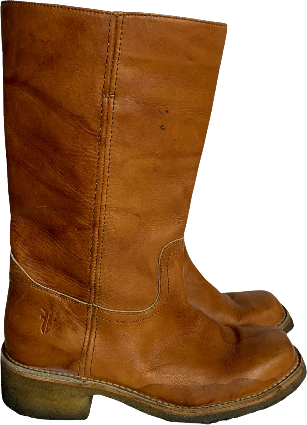 Vintage Mens Frye Montana Leather Campus Boots Brown Square Toe by Frye Shop THRILLING