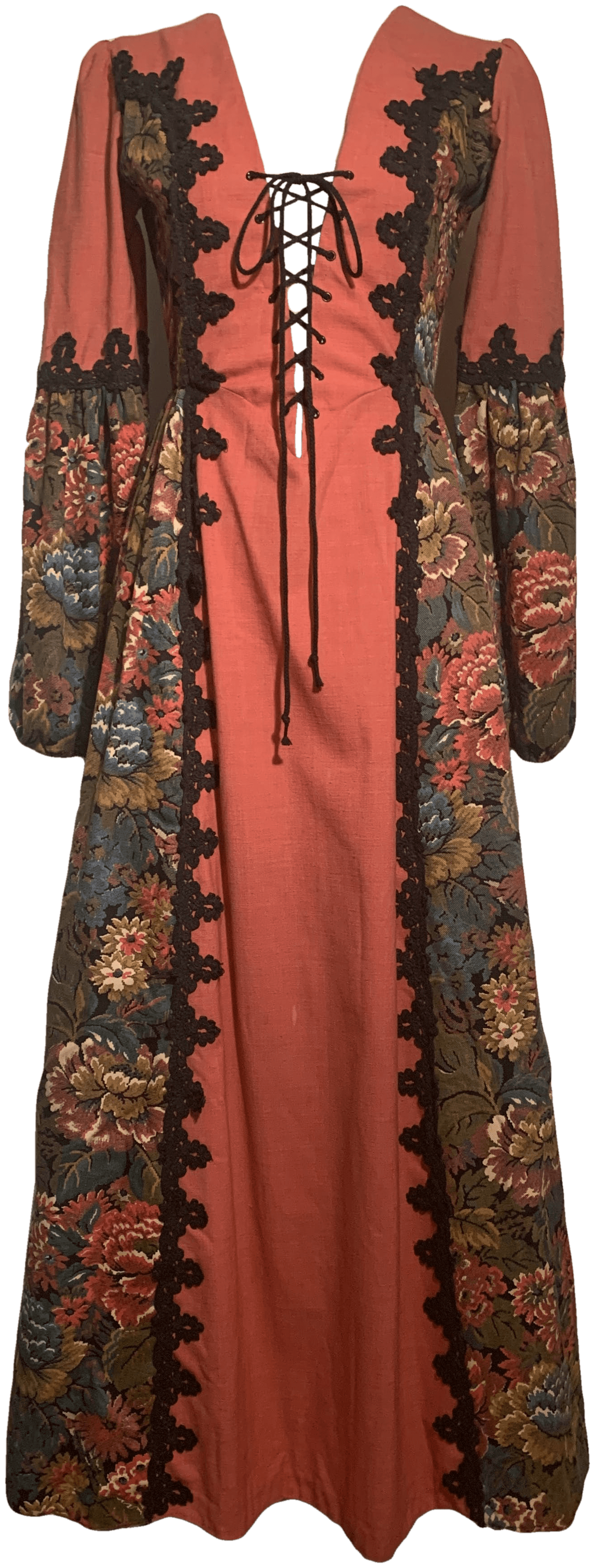 Vintage 60's Black Label Renaissance Style Tapestry Dress by Gunne Sax