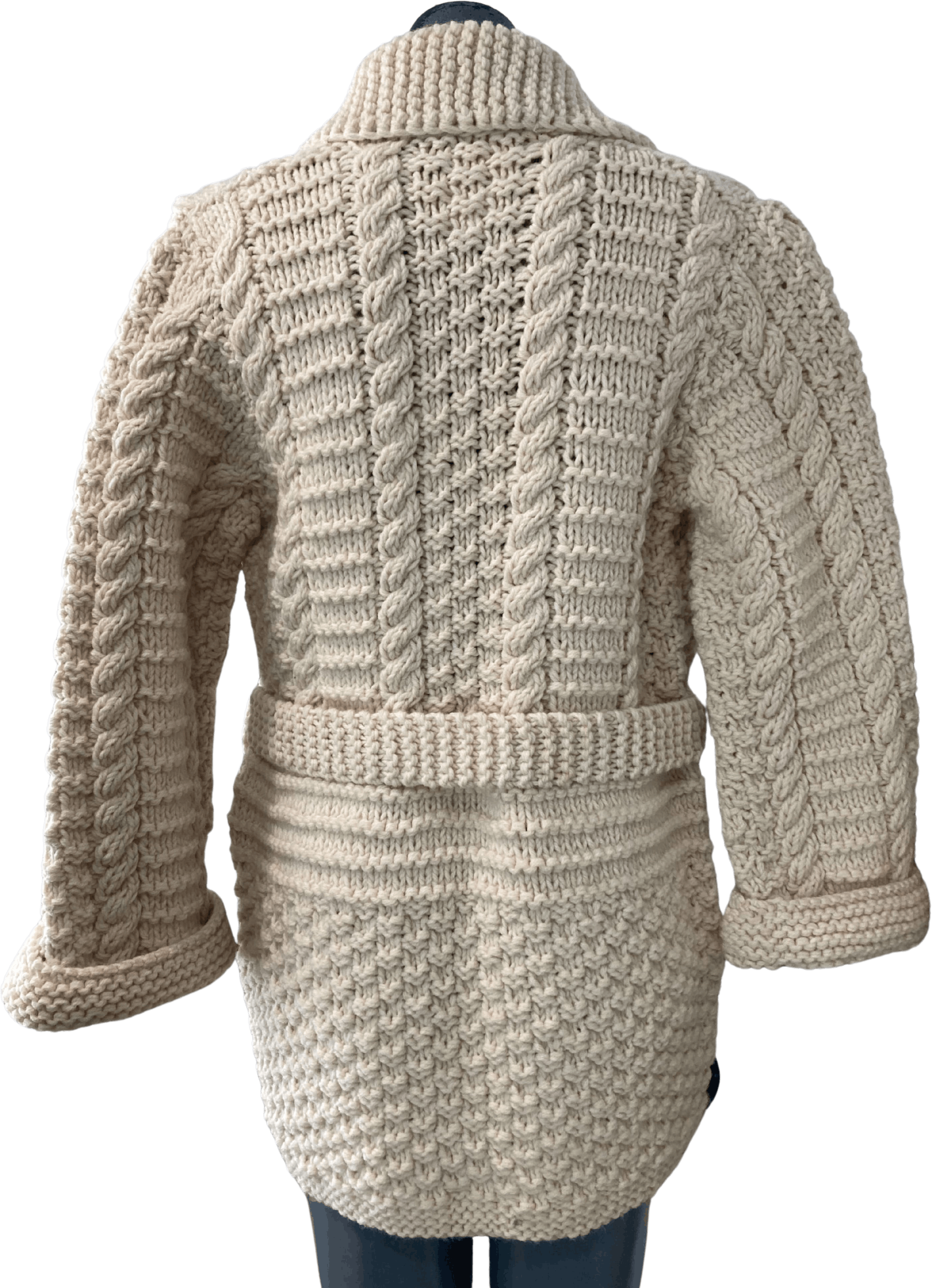 Vintage 70’s Beige Woven Knit Cardigan Sweater with Belt | Shop THRILLING