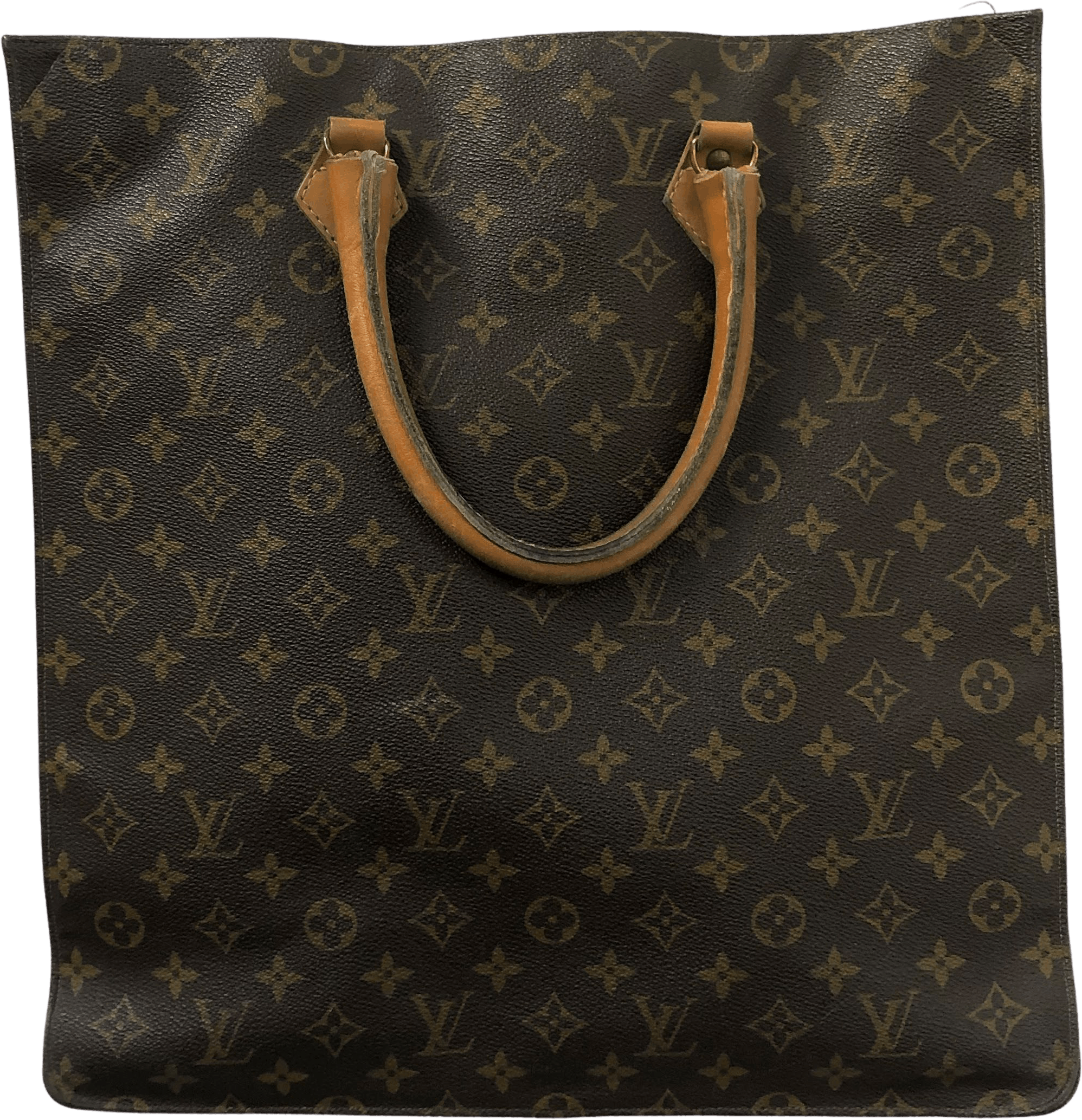 Louis Vuitton Sac Plat Tote Brown Leather Vintage