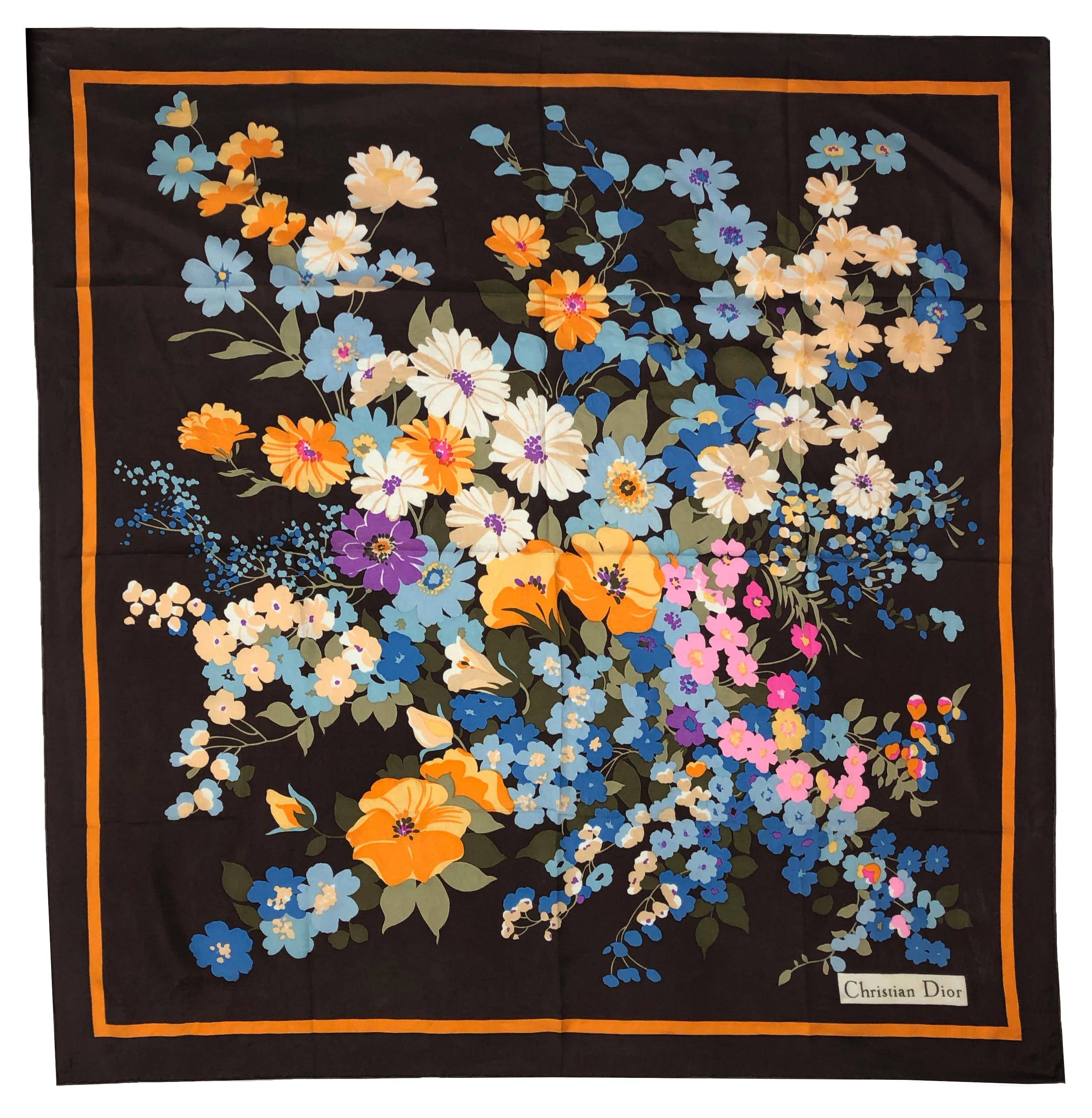 Christian Dior Vintage 80s Floral Silk Scarf