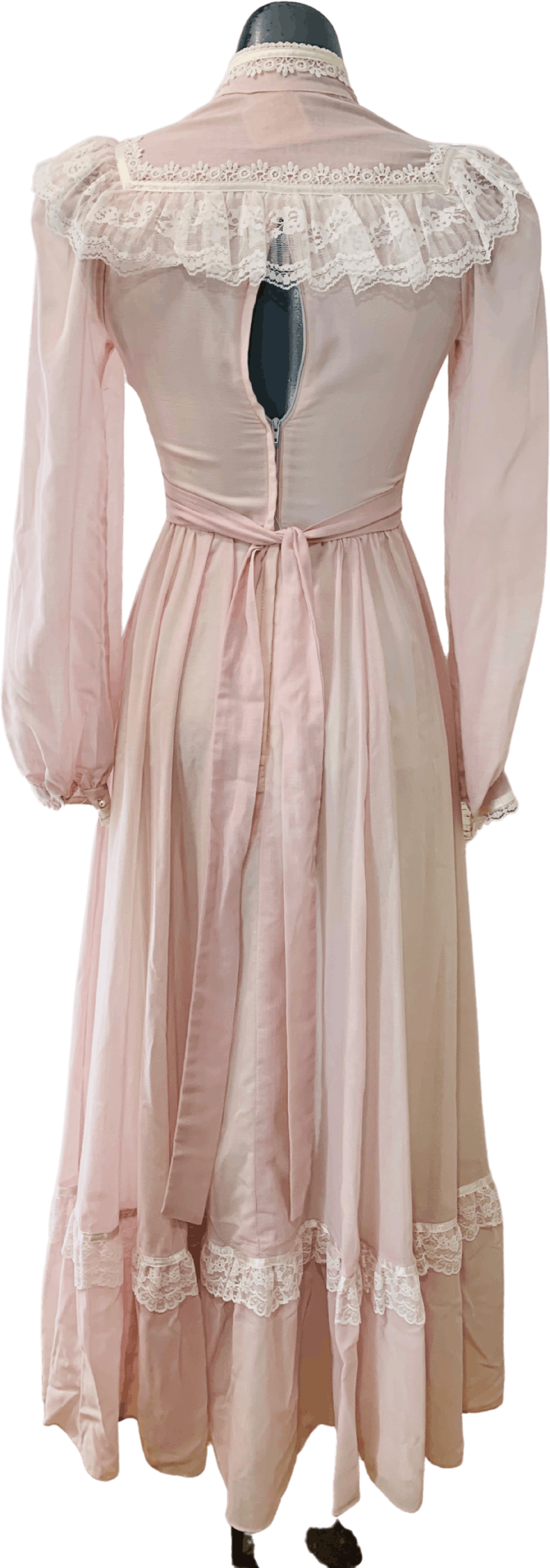 Vintage 70's Pale Pink and Lace Prairie Maxi Dress by Gunne Sax | Shop ...