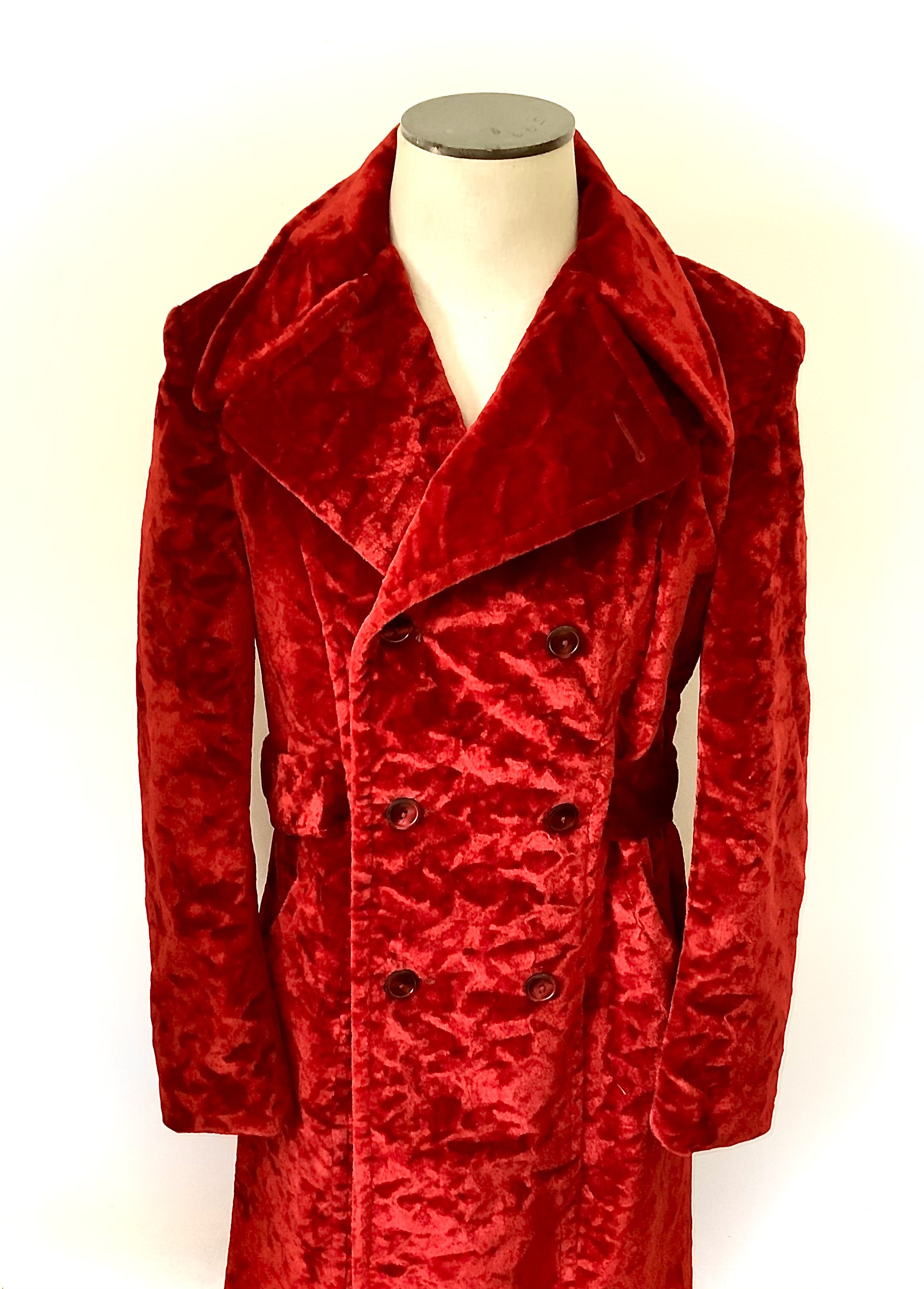 Vintage 70's Red Crushed Velvet Midi Coat by Vibes by Campus | Shop  THRILLING