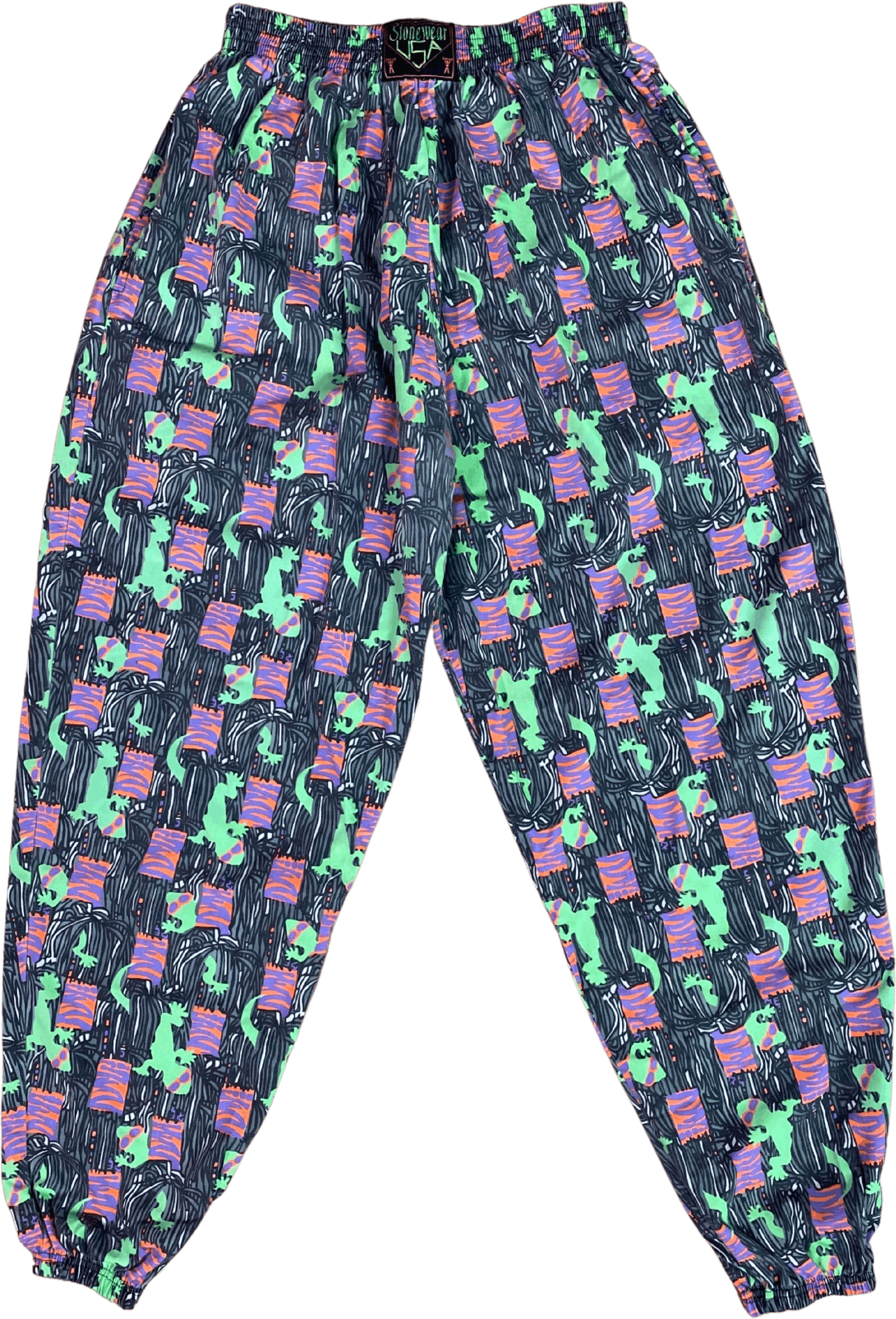 Vintage 80s/90s MOMENTUM Beach Jams Pants Muscle Parachute Baggy Neon  Day-Glo