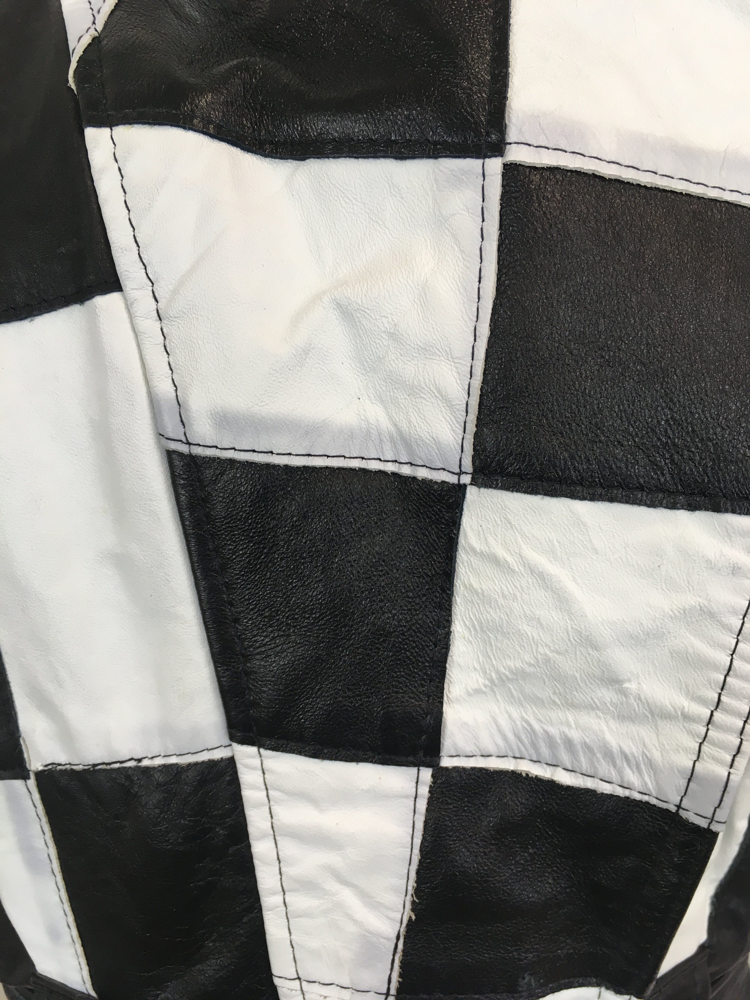 Vintage 80’s Black and White Checkered Leather Jacket by Caché | Shop