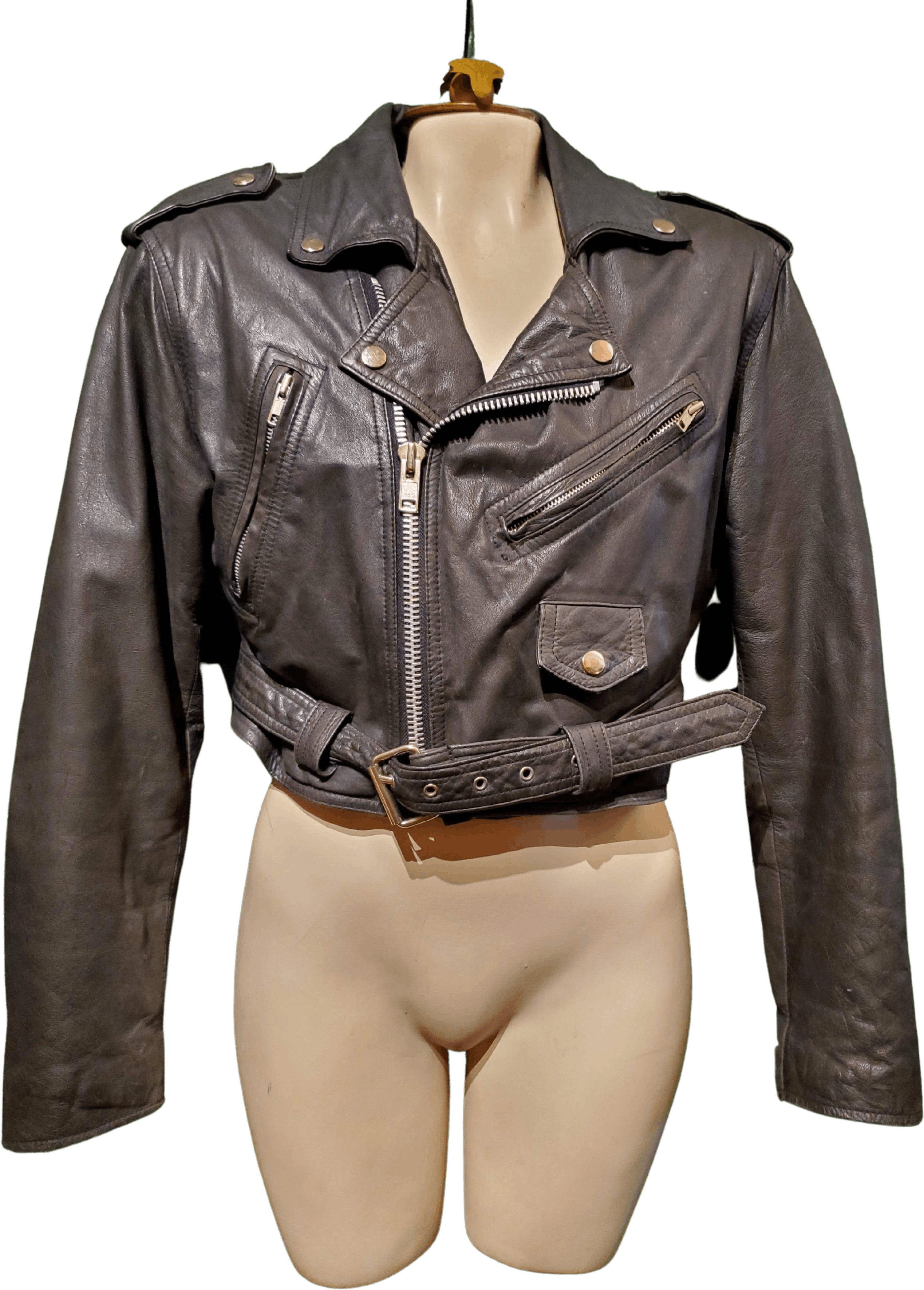 Vintage 80 s Black Leather Biker Motorcycle Jacket by Contempo