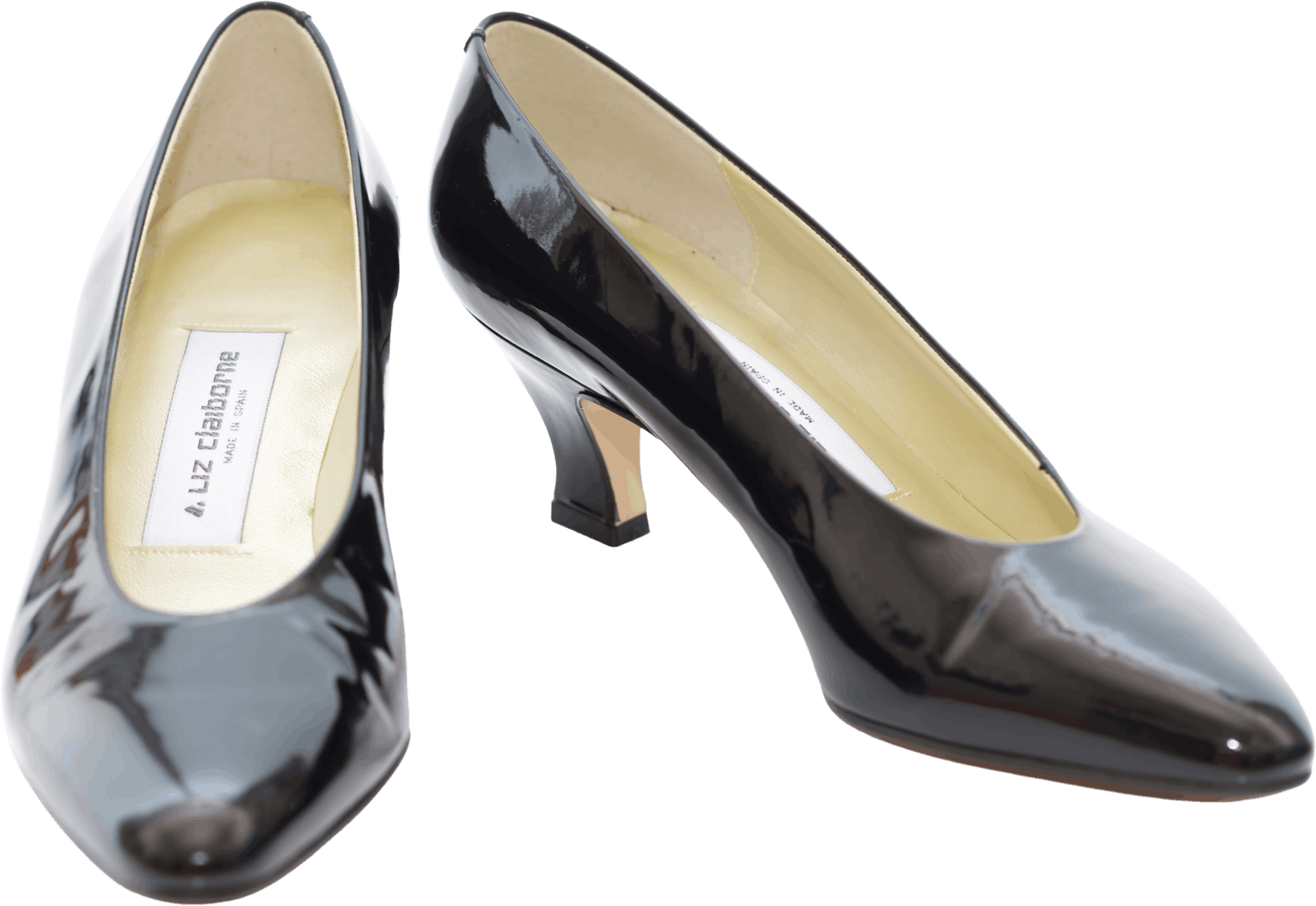 Vintage 80 s Black Patent Leather Low Heel Pumps Shoes by Liz Claiborne Shop THRILLING