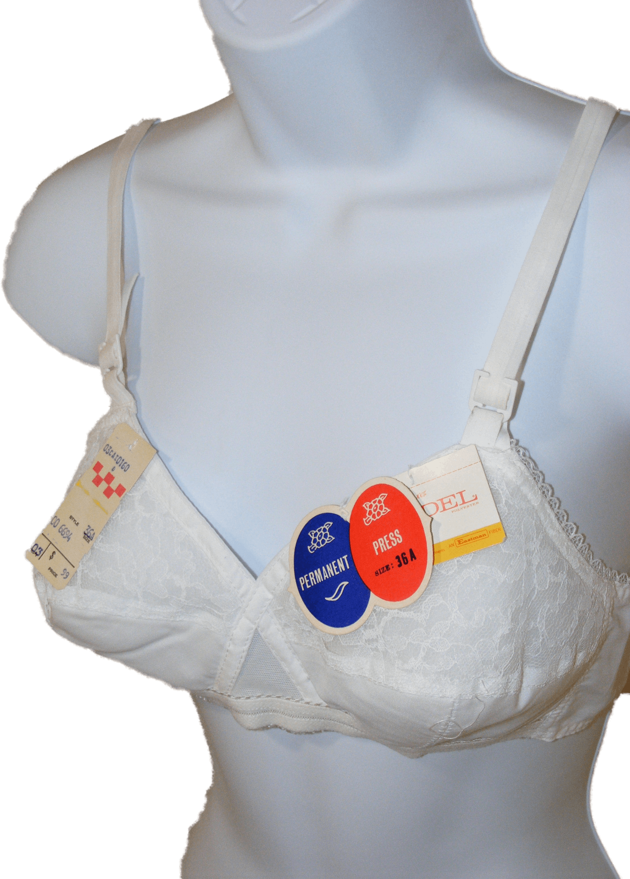Vintage 80s Bra 36a Deadstock With Tag Lace Half Cups Fiberfil By Kodel