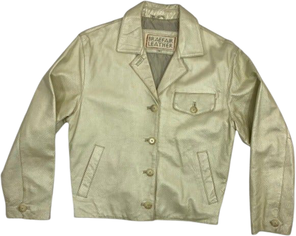 Vintage braefair leather metallic gold leather jacket high quality