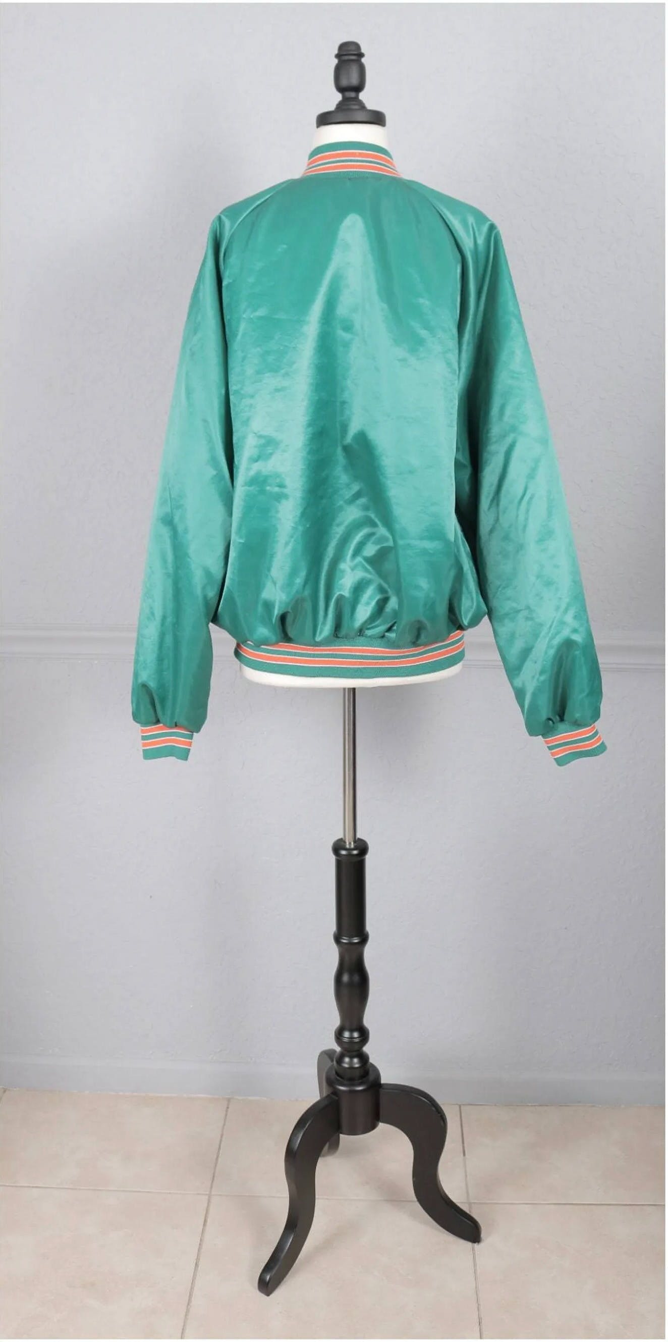 Vintage Miami Dolphins Satin Jacket Youth XL 18-20 Chalk Line Made in USA  Rare |