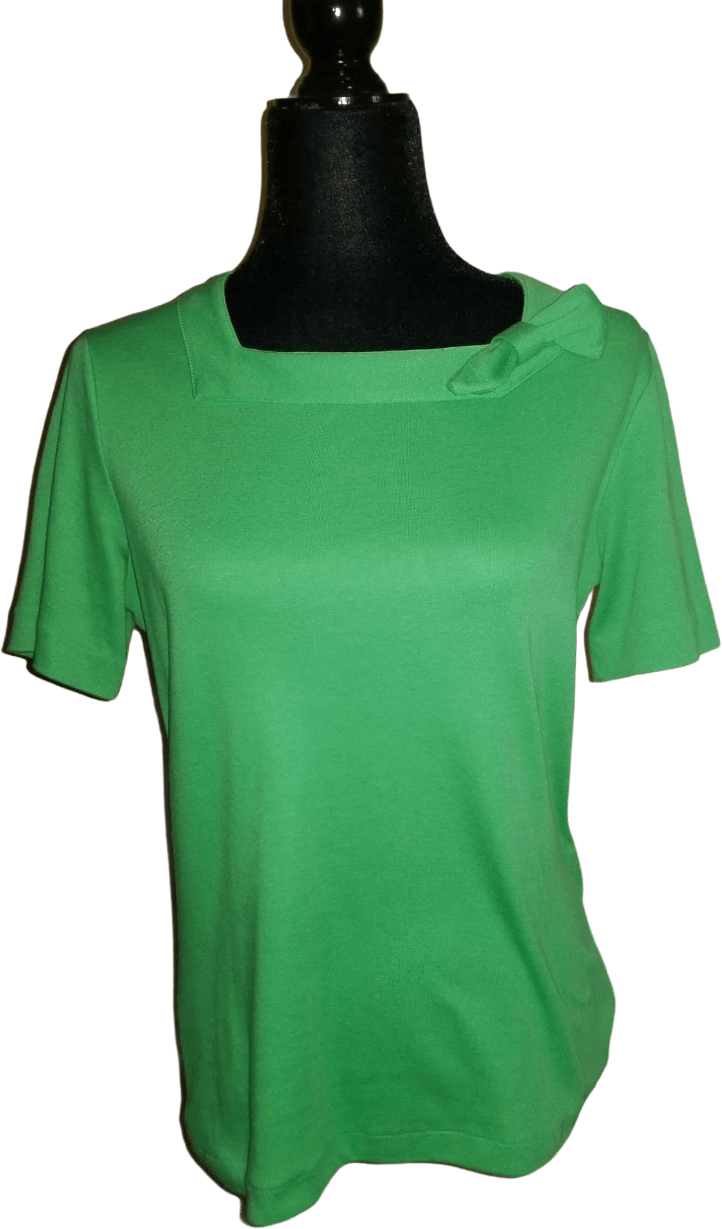 80's Kelly Green Short Sleeve Knit Top with Bow Detail by Sanibel Sport