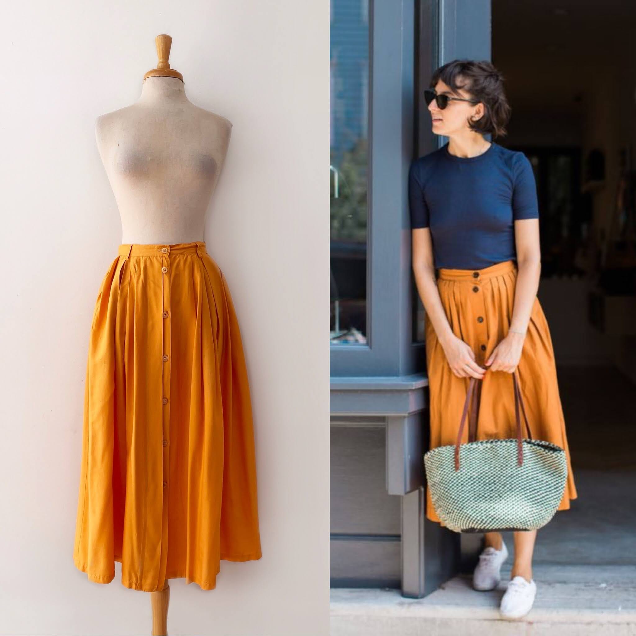 Silk midi skirt clearance 80s