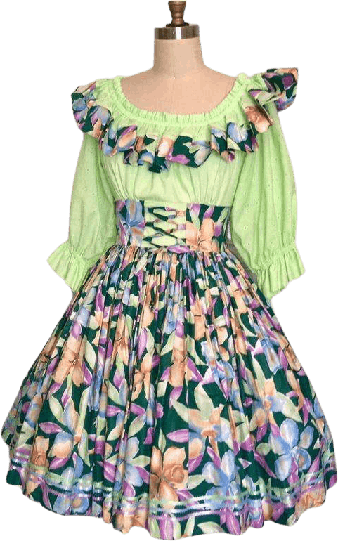80s/90s Green Silver Glitter Fit And Flare Dress By Bluebell main image 0