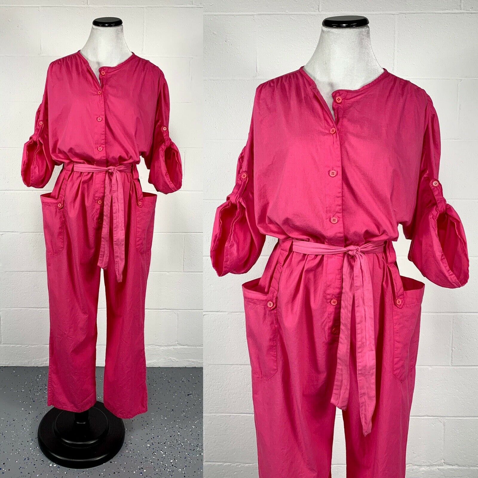Vintage 80's New Wave Bright Pink Boiler Flight Suit Shop THRILLING