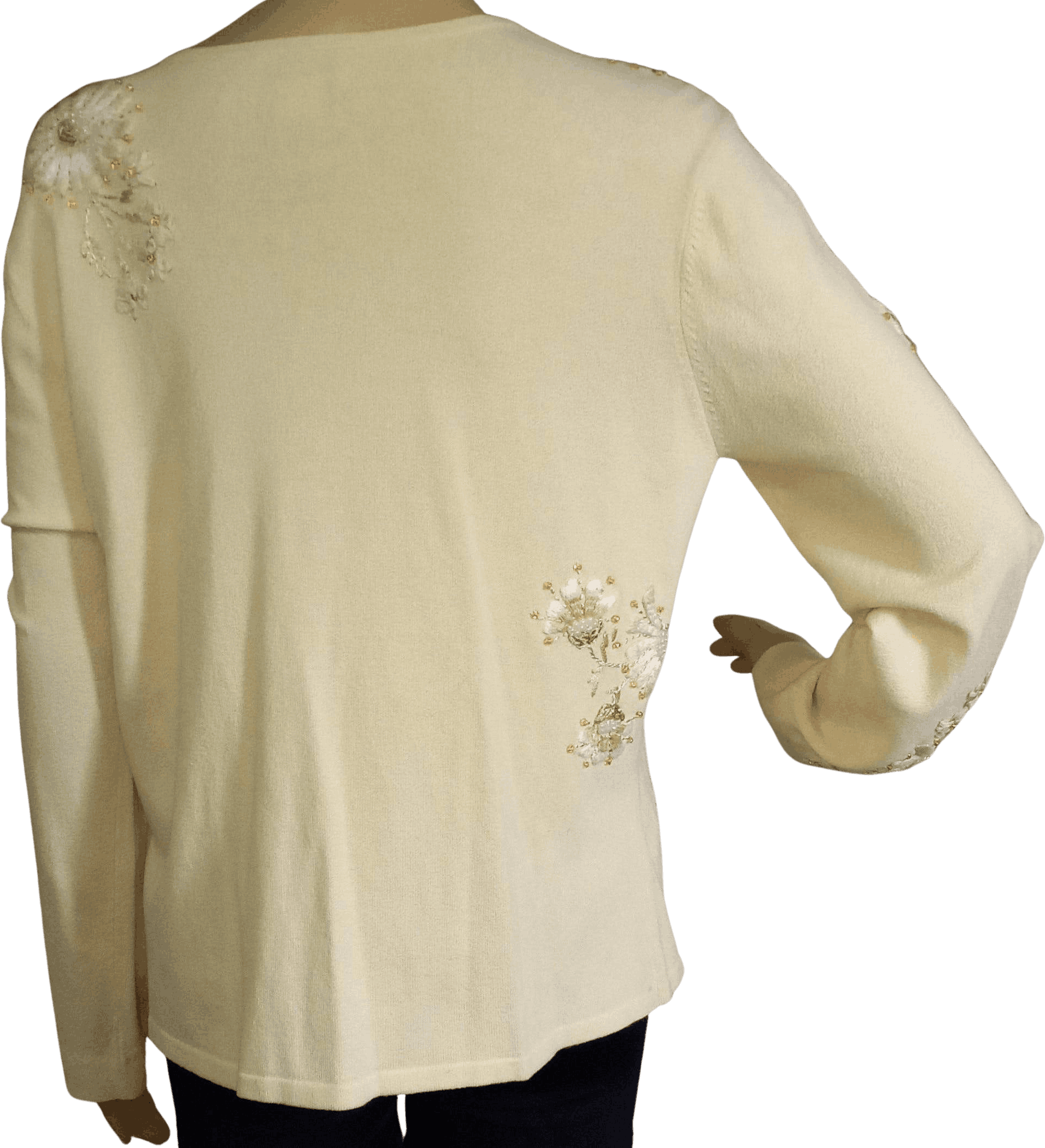 Vintage 70s 80s White Yellow Floral Cardigan S 10 12