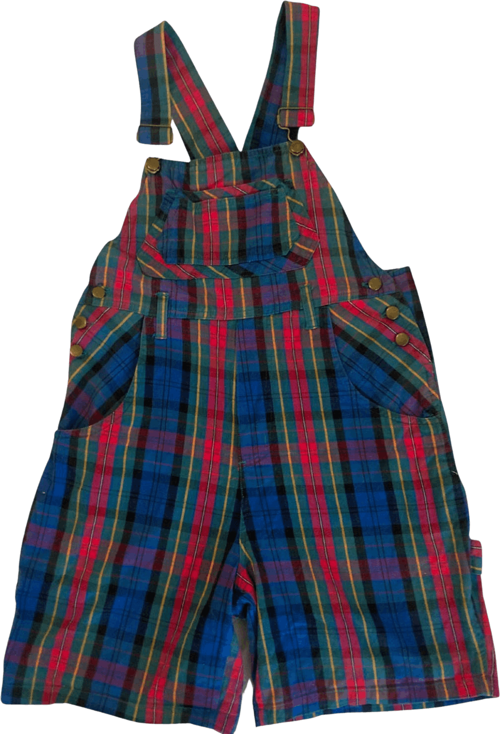 Vintage 80s Plaid Overall Shorts By Honors Shop THRILLING