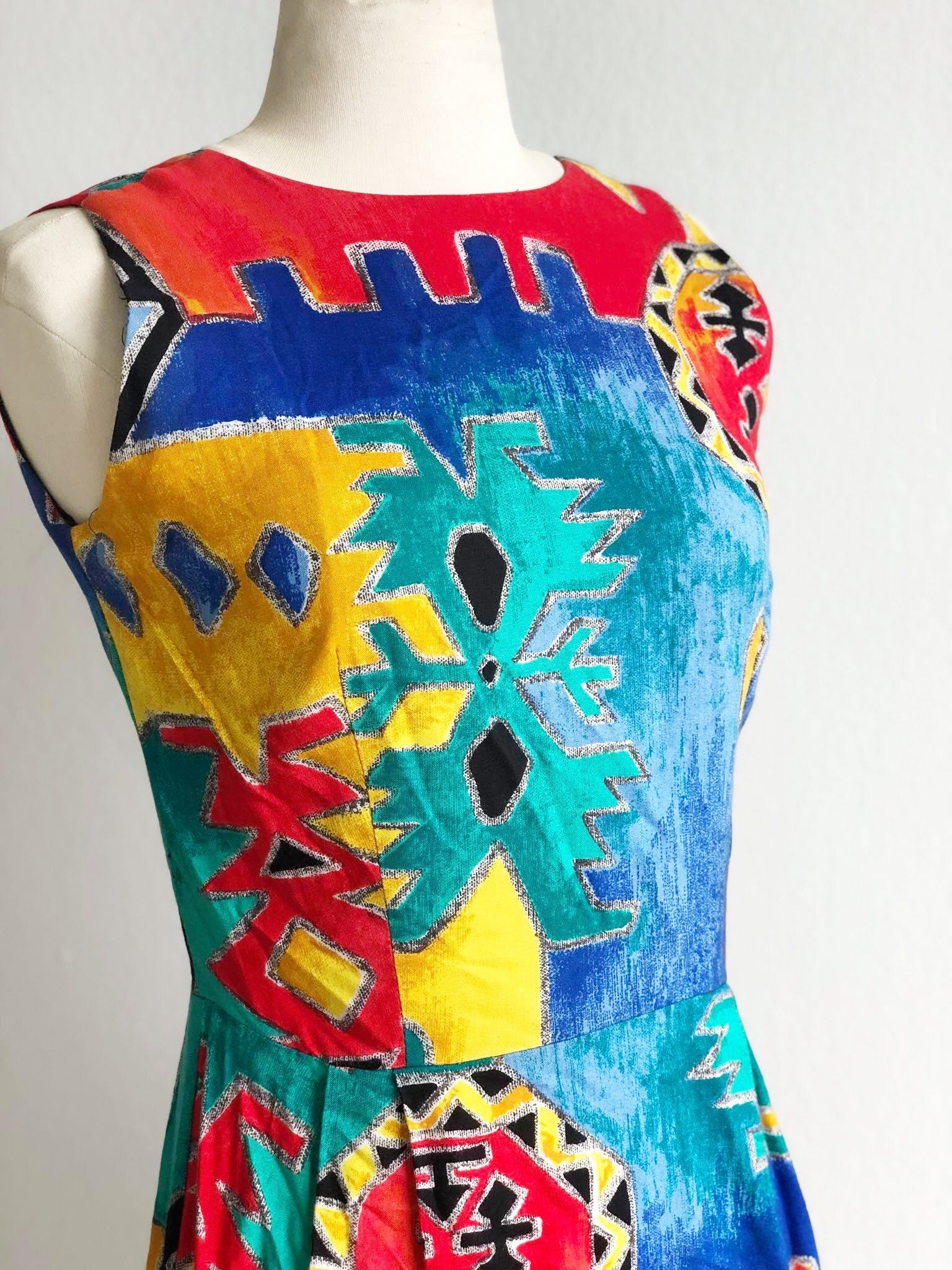 80’s Tribal Print Midi Dress by Breakin Loose main image 1
