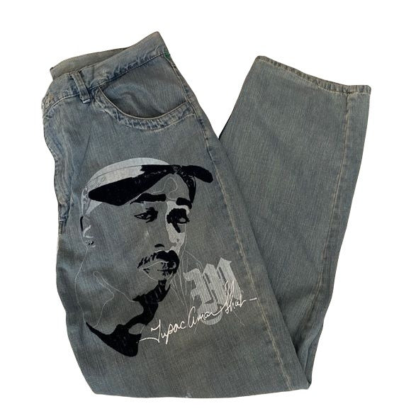 Vintage Makaveli Branded Tupac 2pac Shakur Baggy Hip Hop Blue Jeans by  Makavel | Shop THRILLING