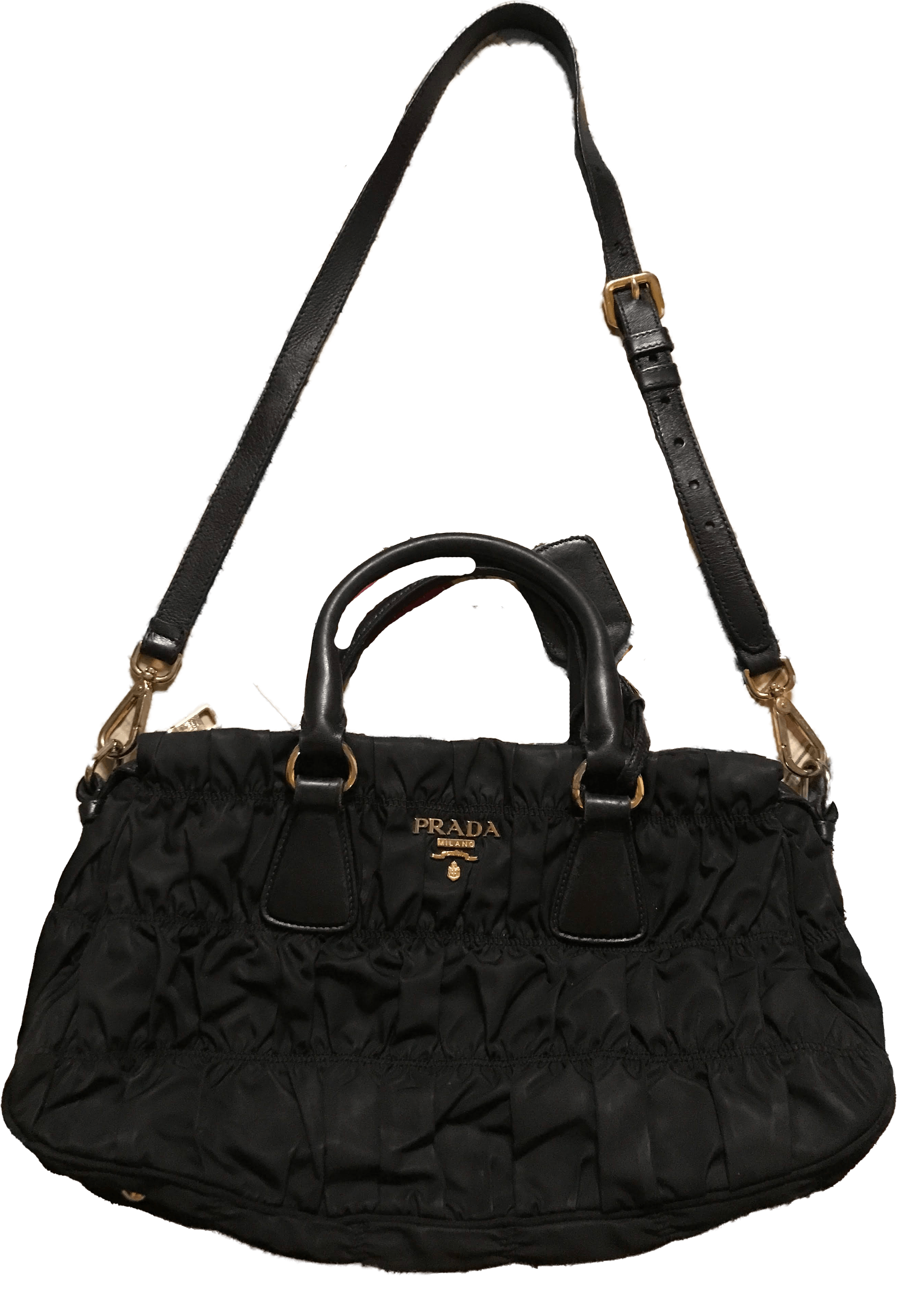 Prada Black Tessuto Nylon Small Baguette Shoulder Bag