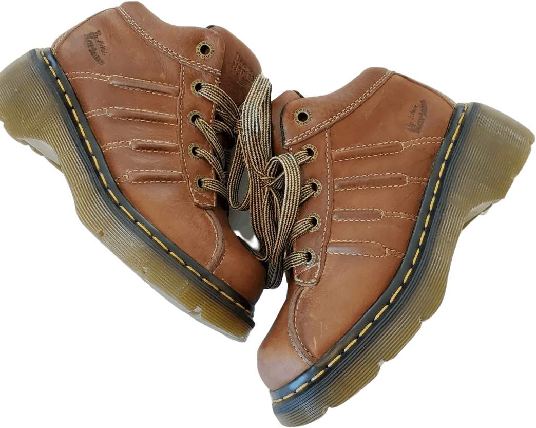 Vintage Dr Doc Martens Yolanda Boots Brown Leather Chunky Grunge