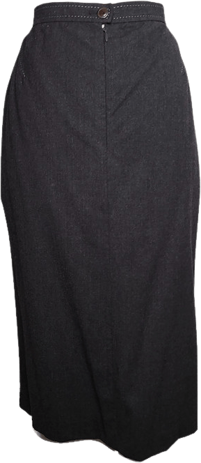 Vintage 90's Grey Stretch Wool Front Slit Straight Skirt by Louis